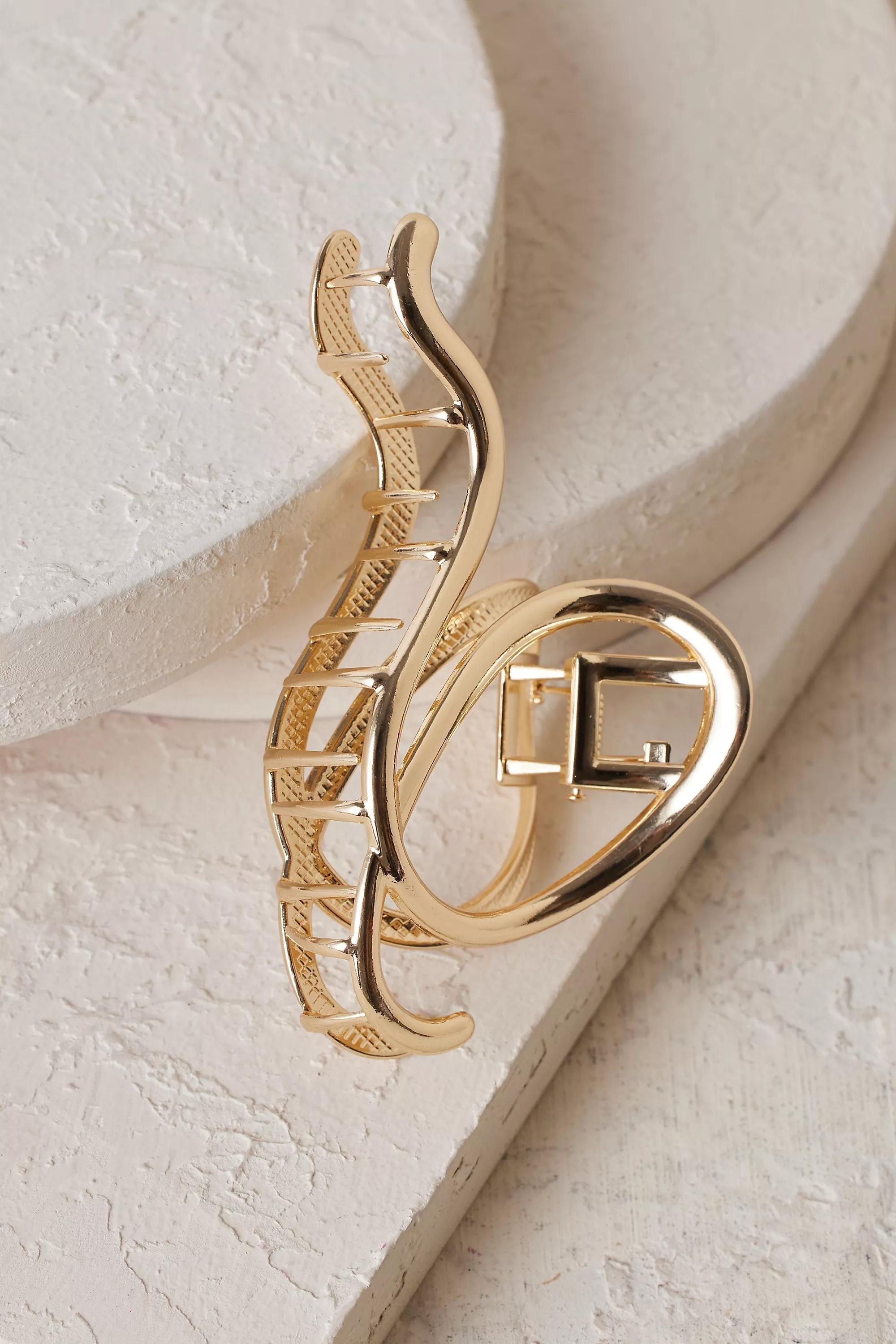 Sculptural Claw Hair Clip, Gold, A501_0070, large image number 1