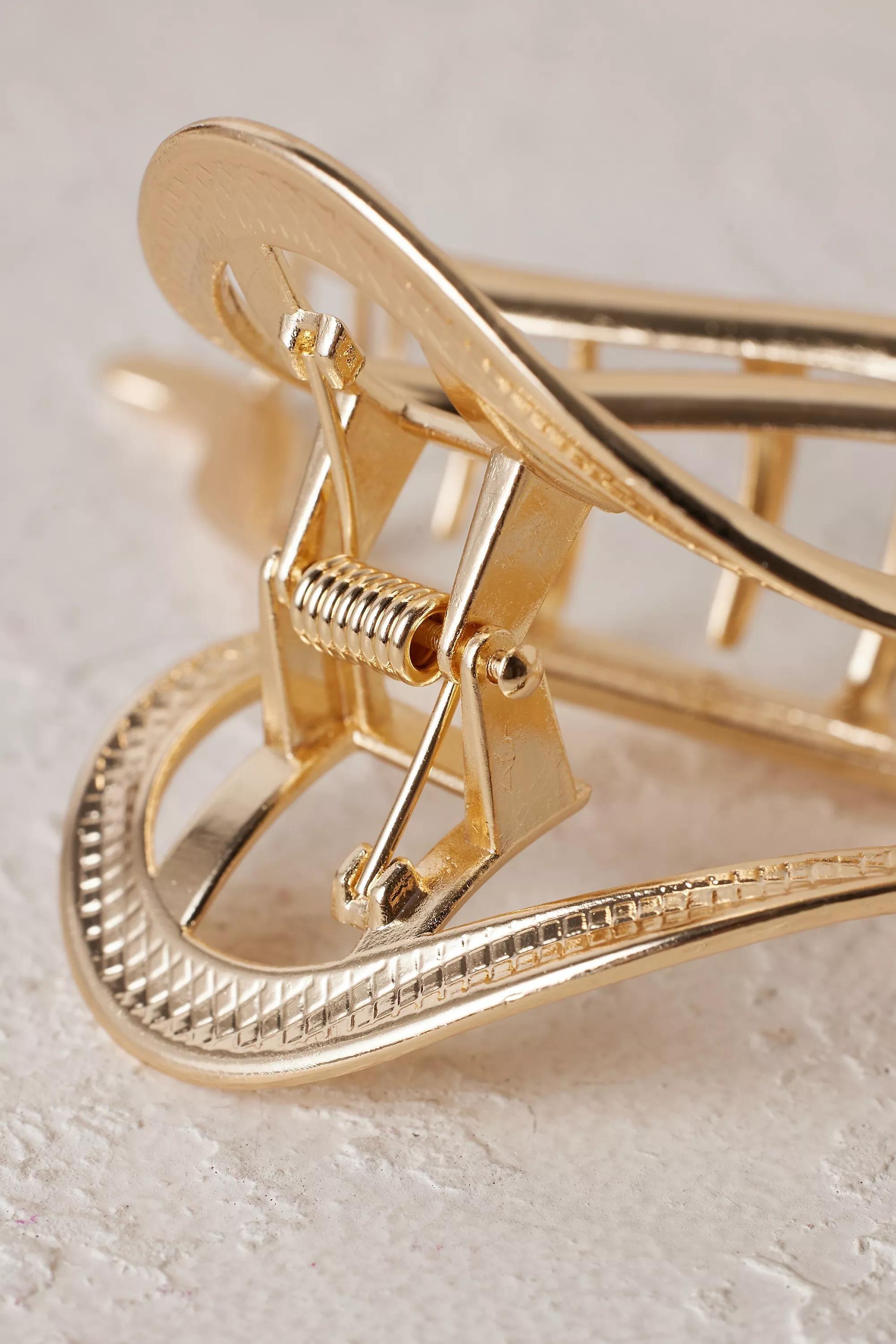 Sculptural Claw Hair Clip, Gold, A501_0070, large image number 2
