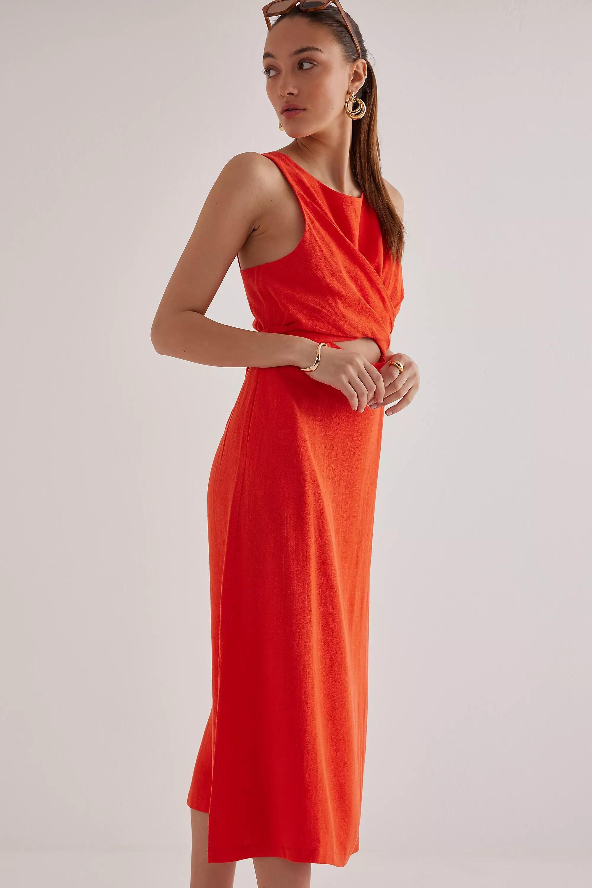 Lara Cut-Out Midi Dress, Orange, , large image number 1