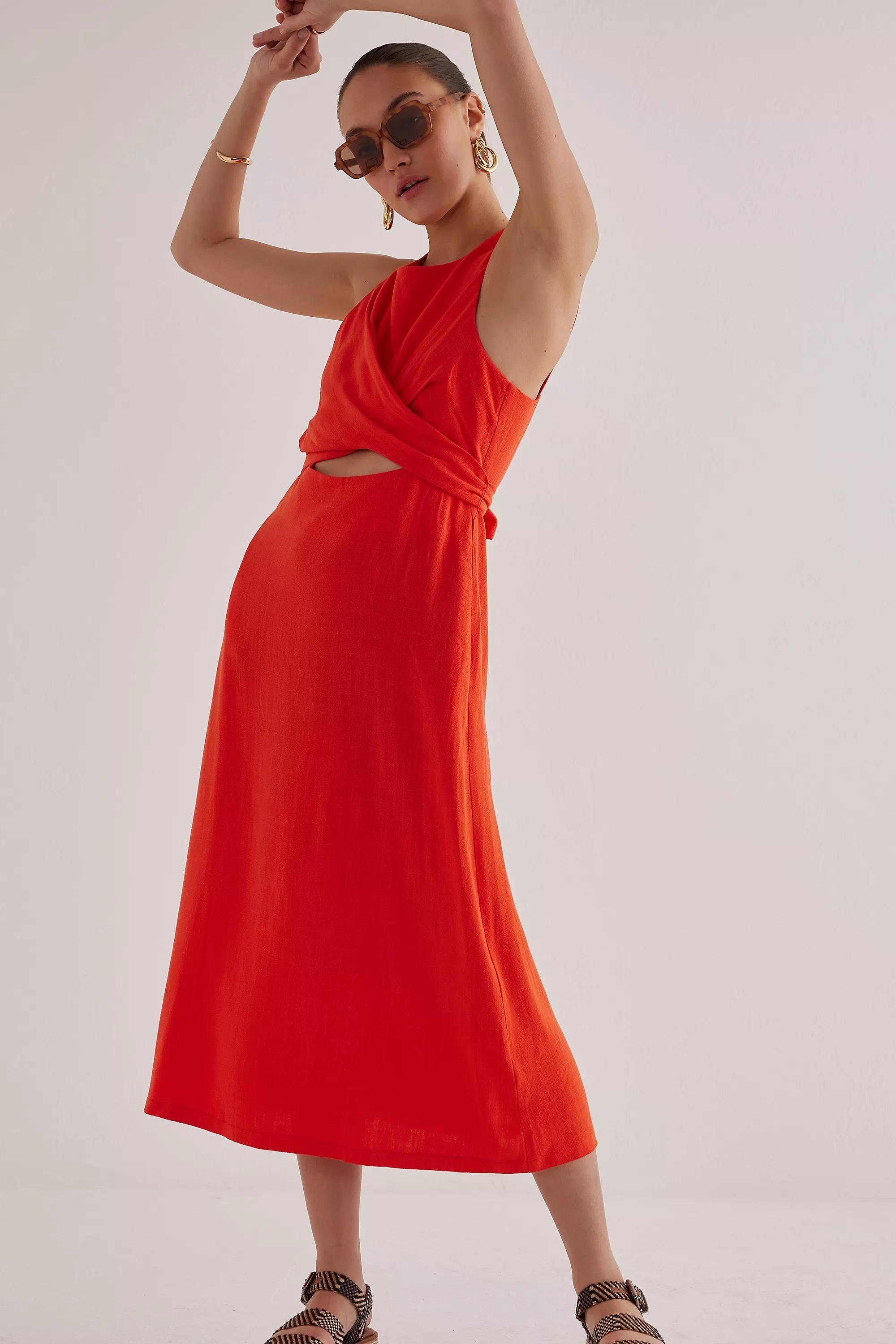 Lara Cut-Out Midi Dress, Orange, , large image number 2