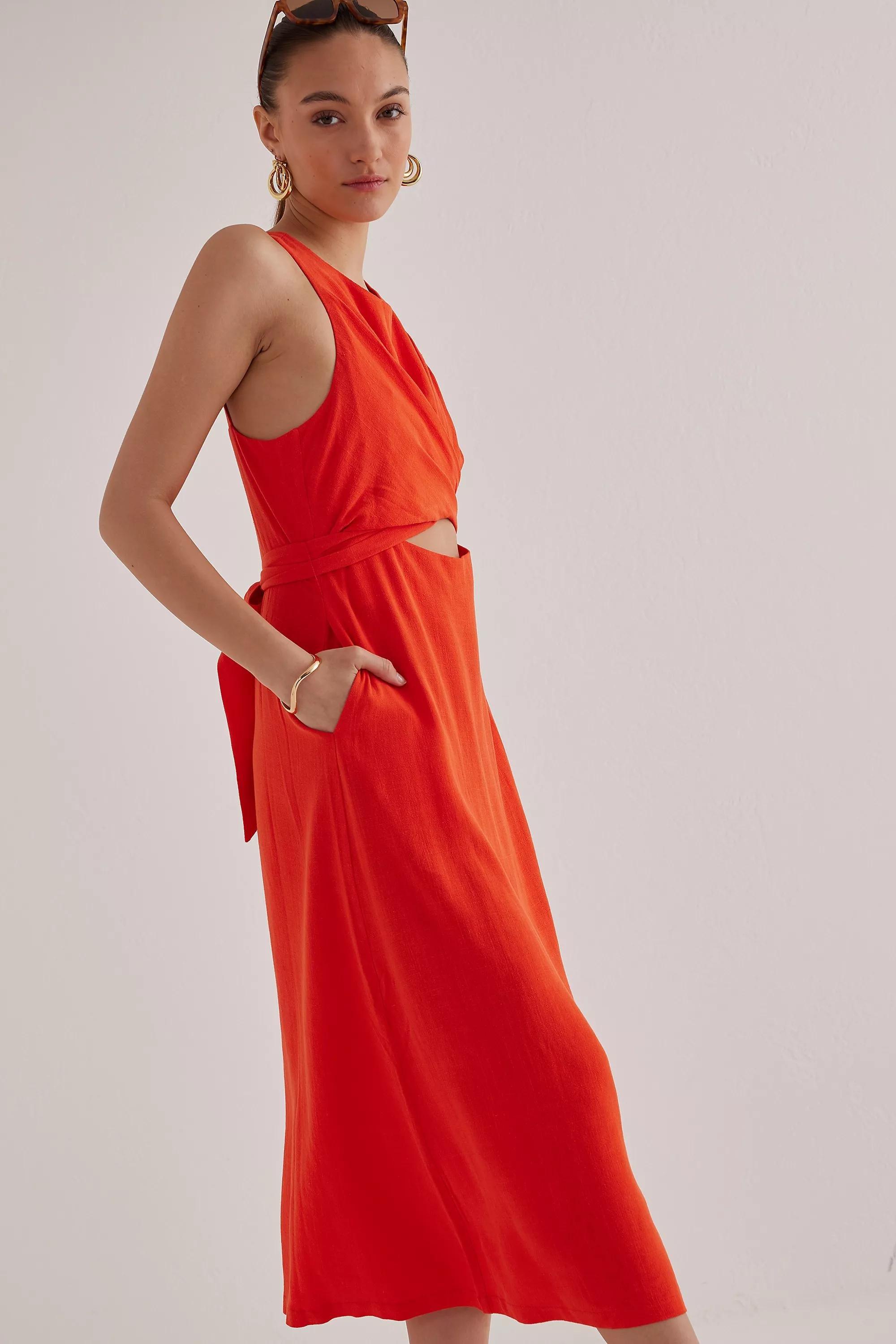 Lara Cut-Out Midi Dress, Orange, , large image number 4