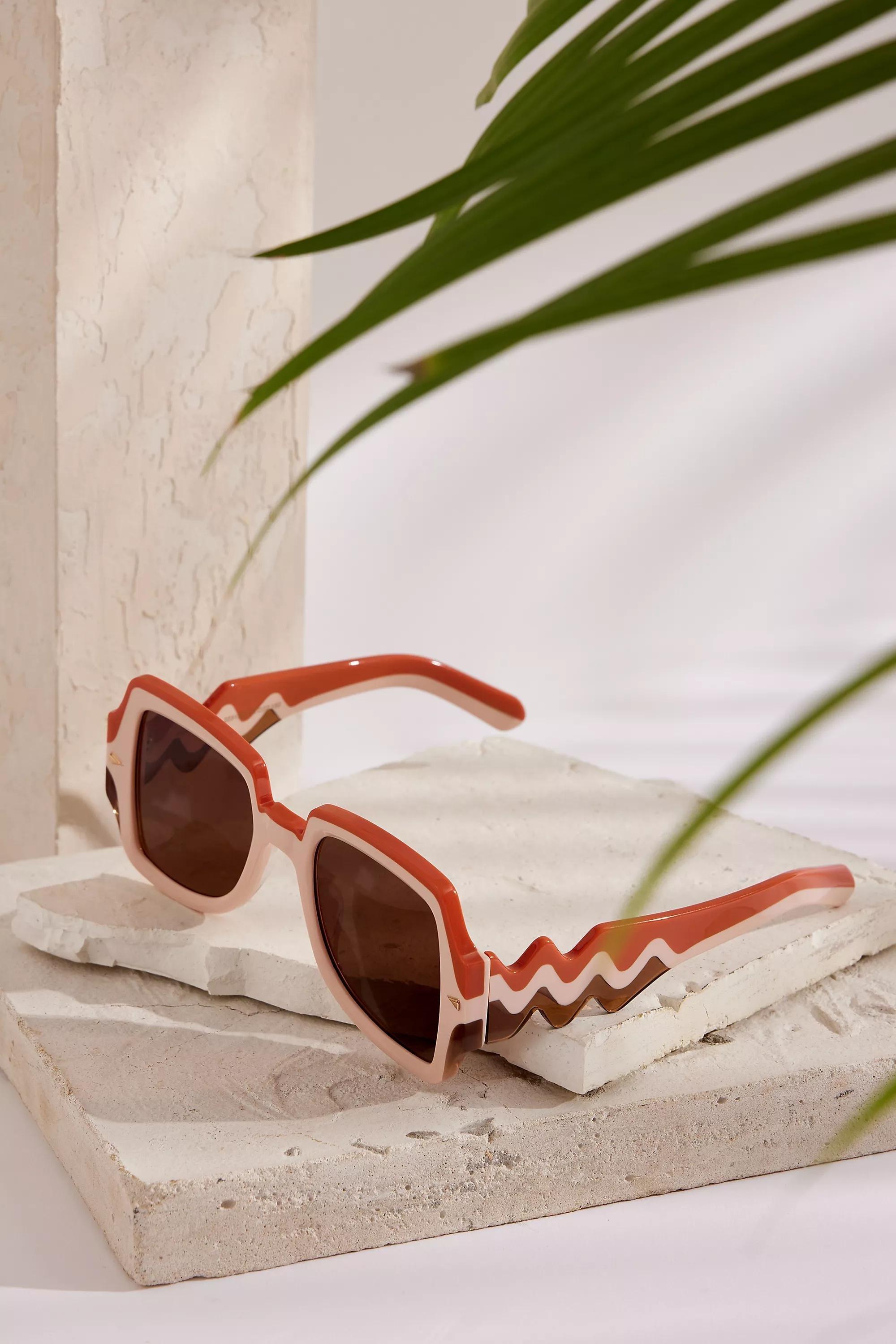 Karen Walker Wavy Ultra Sunglasses, Orange, , large image number 1
