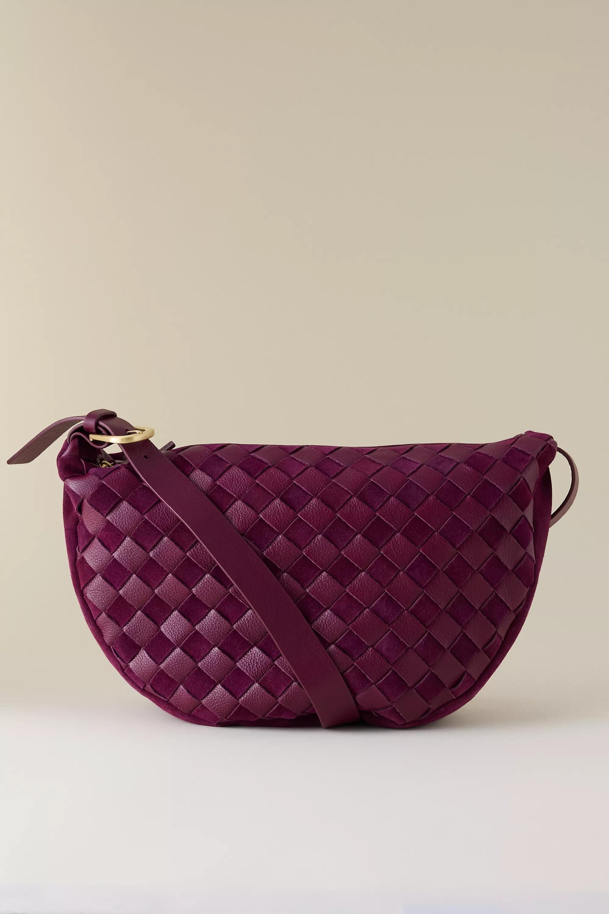 Check Leather Crossbody Bag, Purple, A501_0050, large image number 1