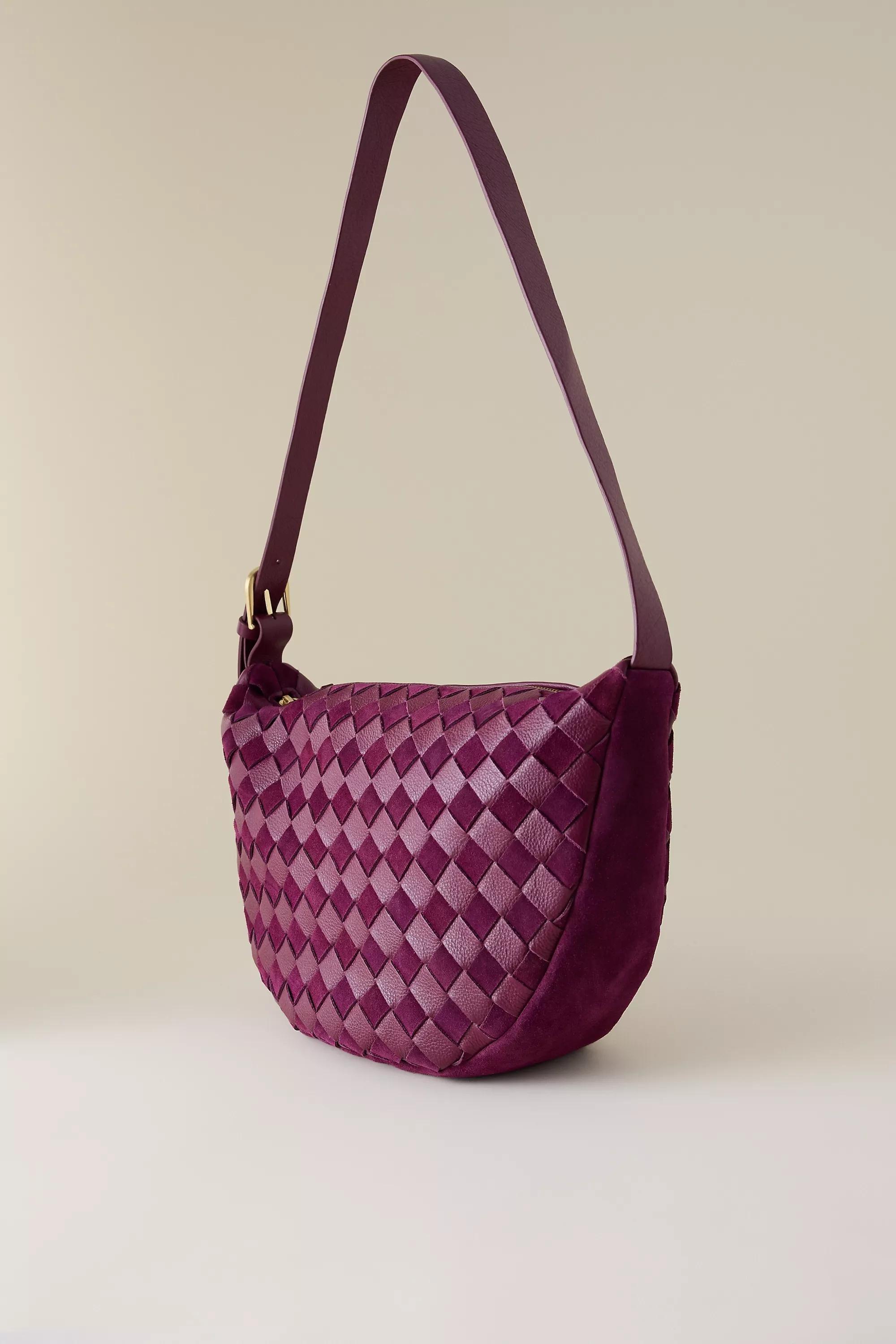 Check Leather Crossbody Bag, Purple, A501_0050, large image number 4