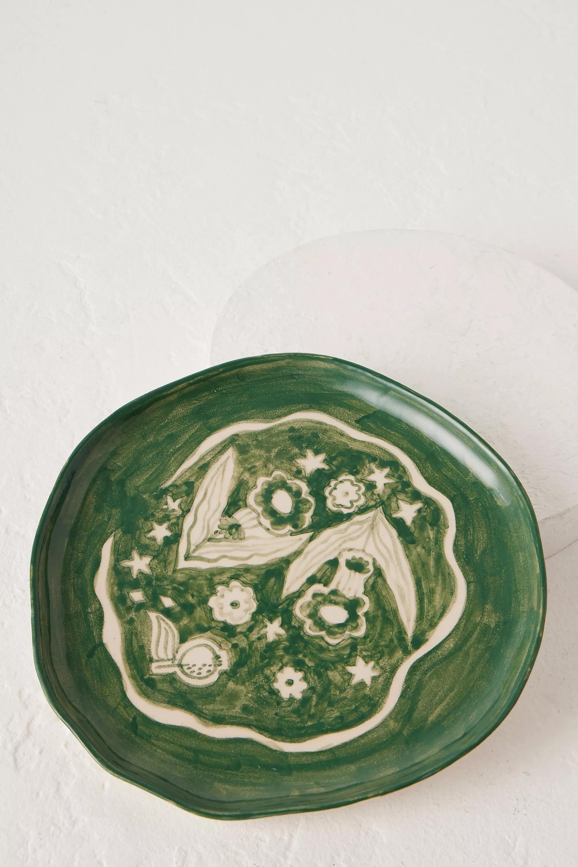 GRN Poppy Almond for Damson Madder Hand-Painted Side Plate, A501_0030, large image number 0