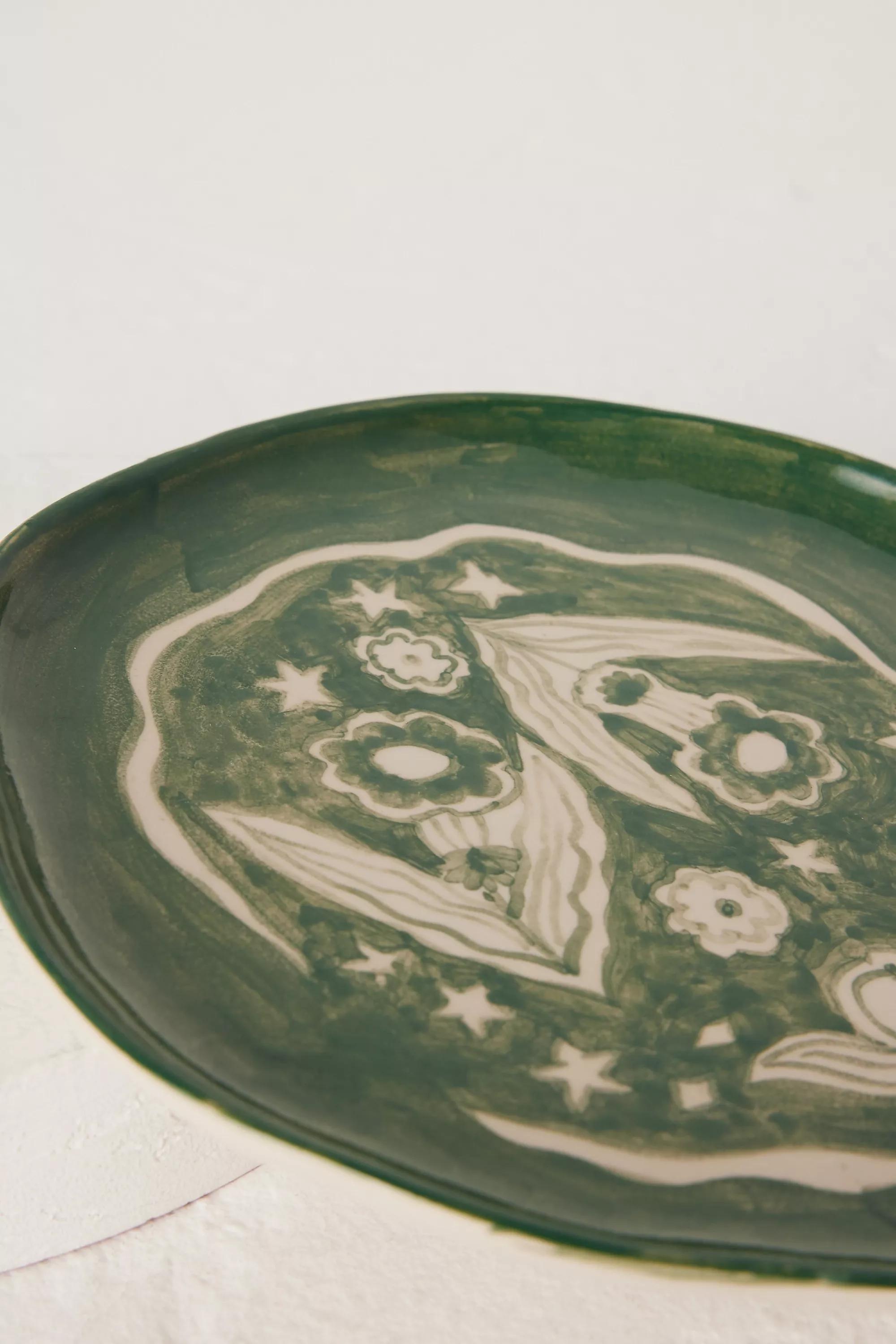 GRN Poppy Almond for Damson Madder Hand-Painted Side Plate, A501_0030, large image number 1