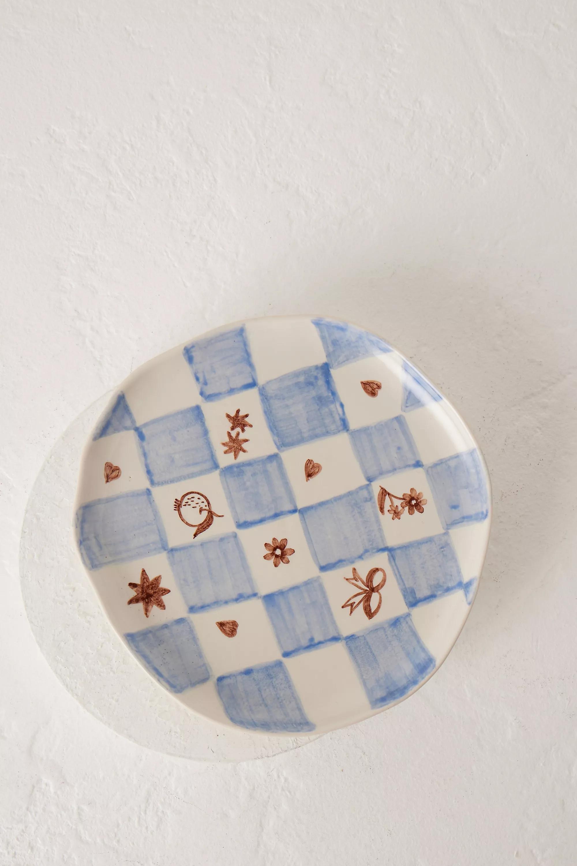 BLUE Poppy Almond for Damson Madder Hand-Painted Side Plate, A501_0040, large image number 0