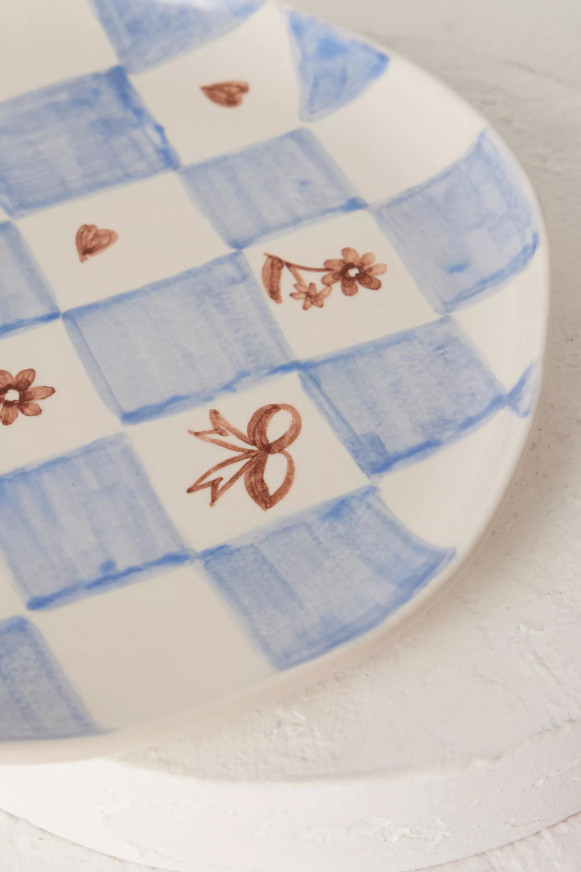 BLUE Poppy Almond for Damson Madder Hand-Painted Side Plate, A501_0040, large image number 1