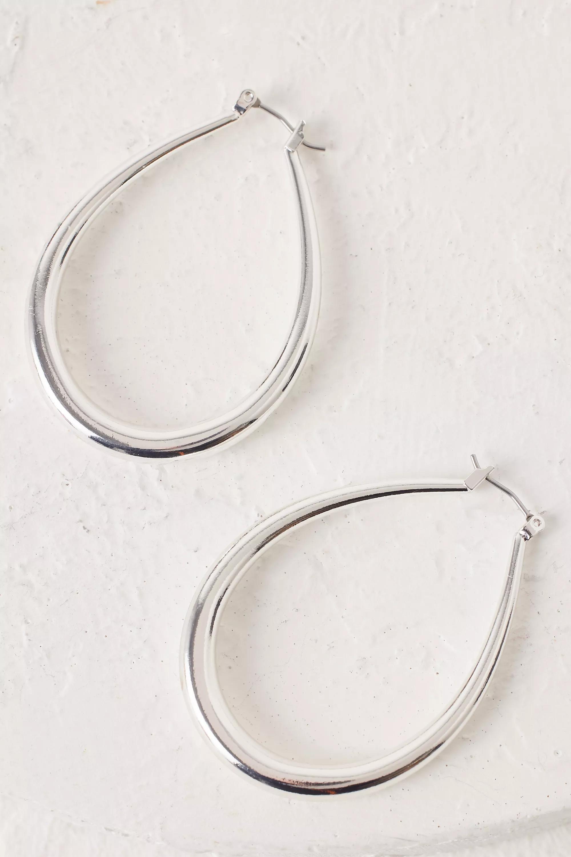 Slvr Uk Oval Silver Hoop, , large image number 0
