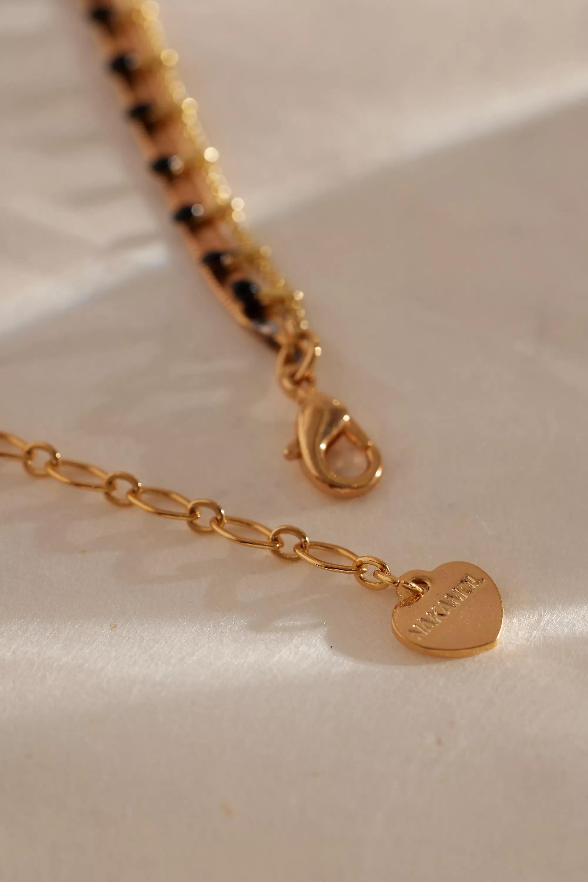 Gold-Plated Rainbow Layered Necklace, Black, , large image number 3