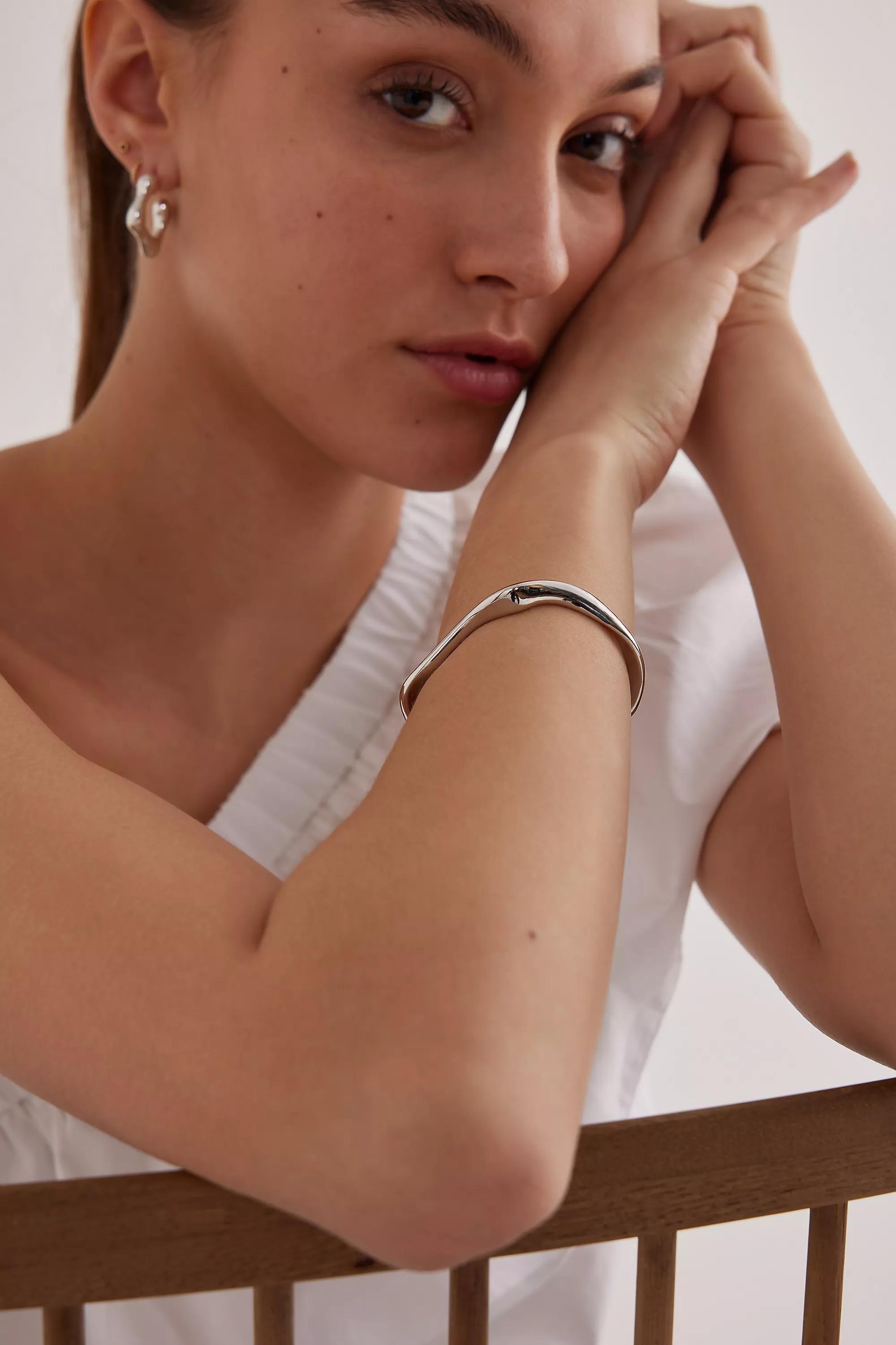 Swirl Cuff Bracelet, Silver, A501_0007, large image number 0