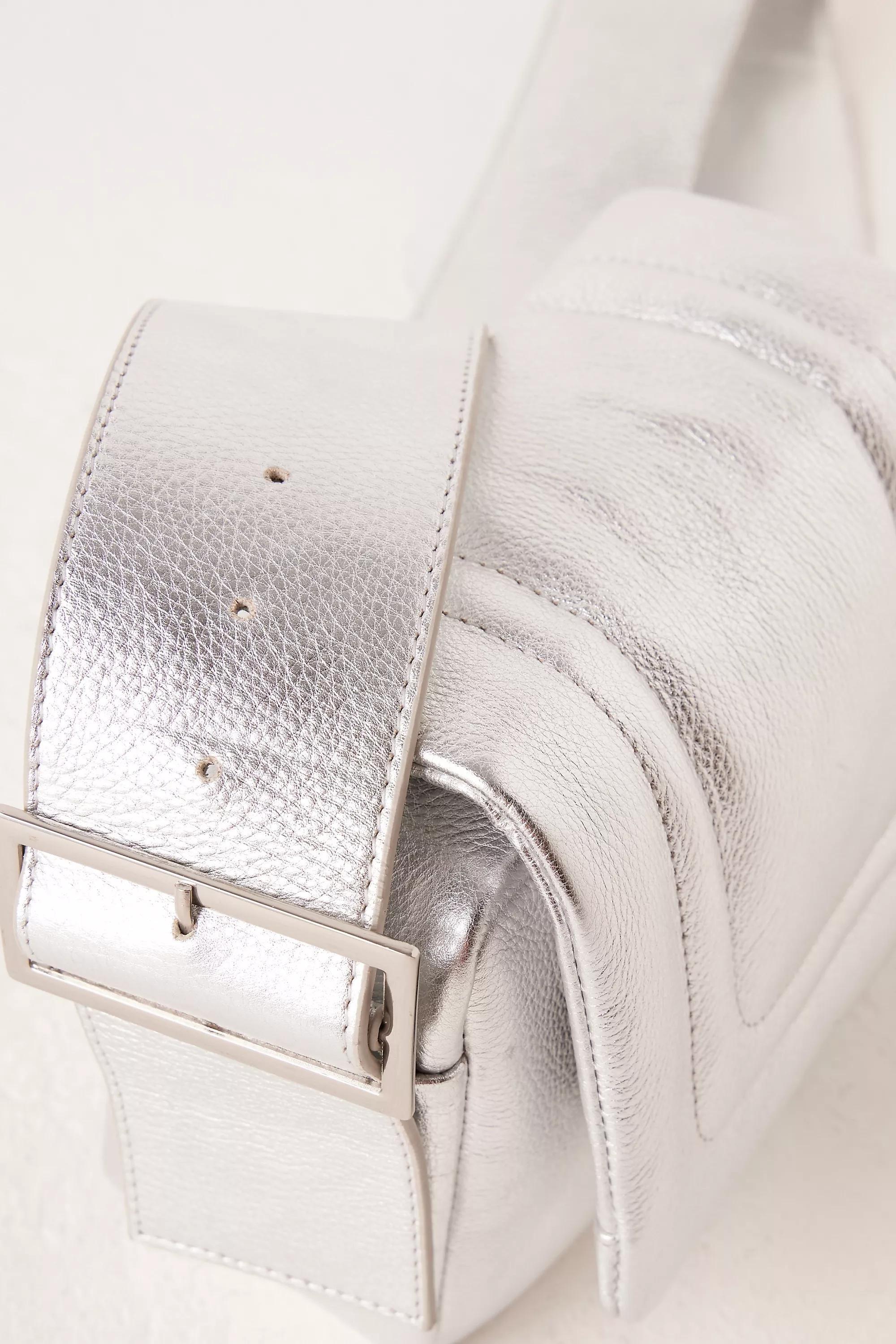 Leather Boxy Crossbody Bag, Silver, A501_0007, large image number 2