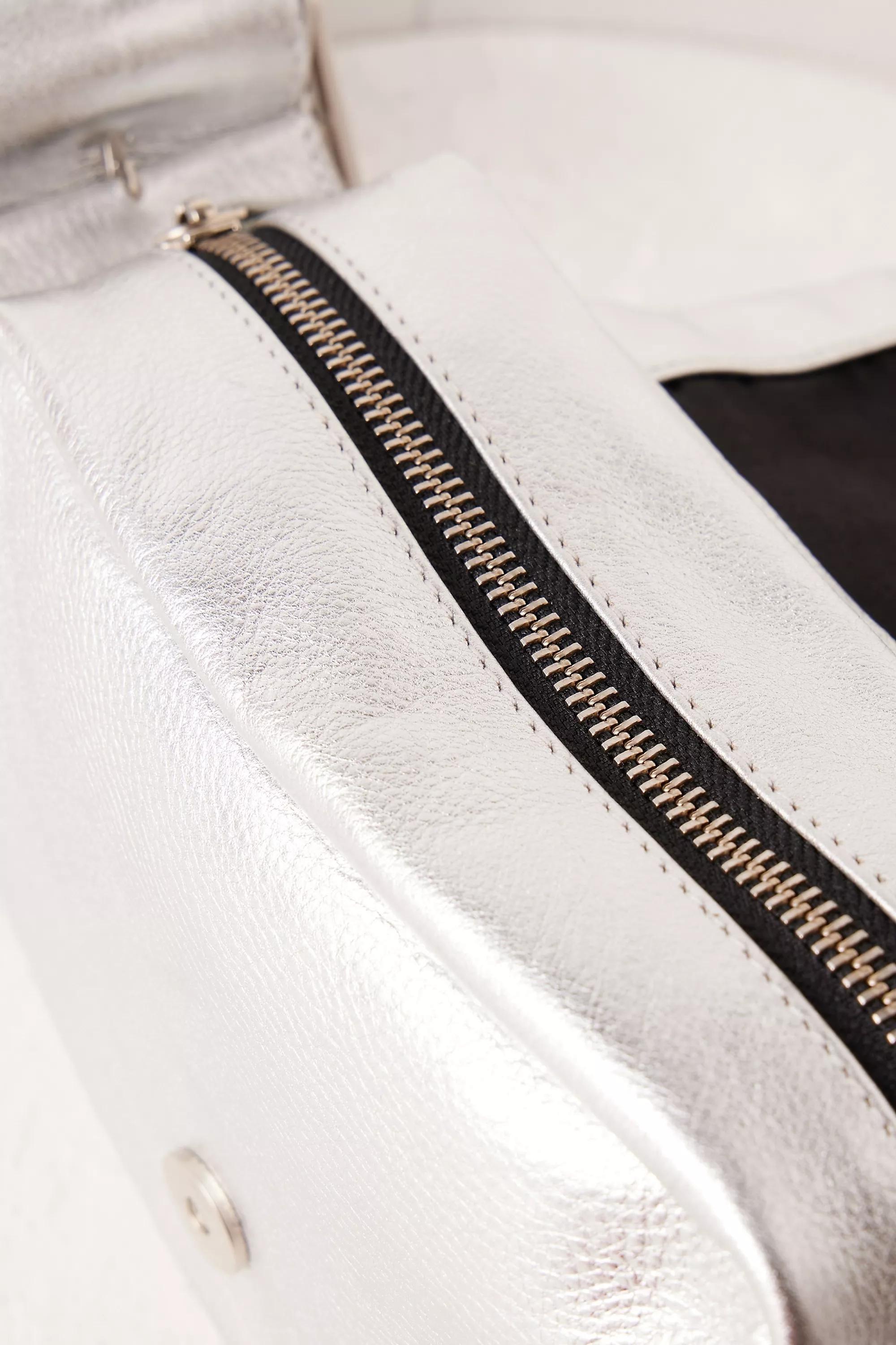 Leather Boxy Crossbody Bag, Silver, A501_0007, large image number 3
