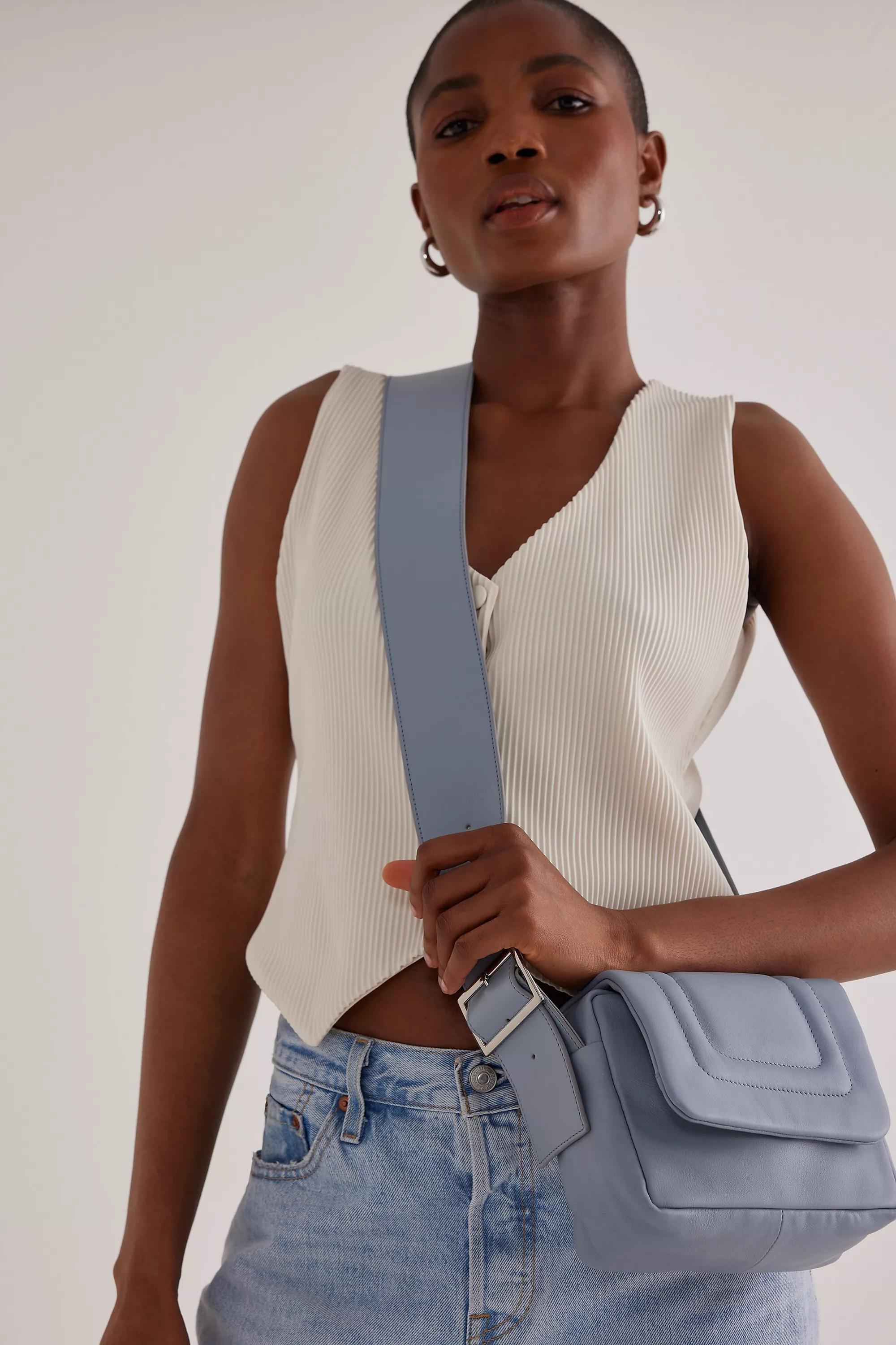 Leather Boxy Crossbody Bag, Blue, A501_0045, large image number 0