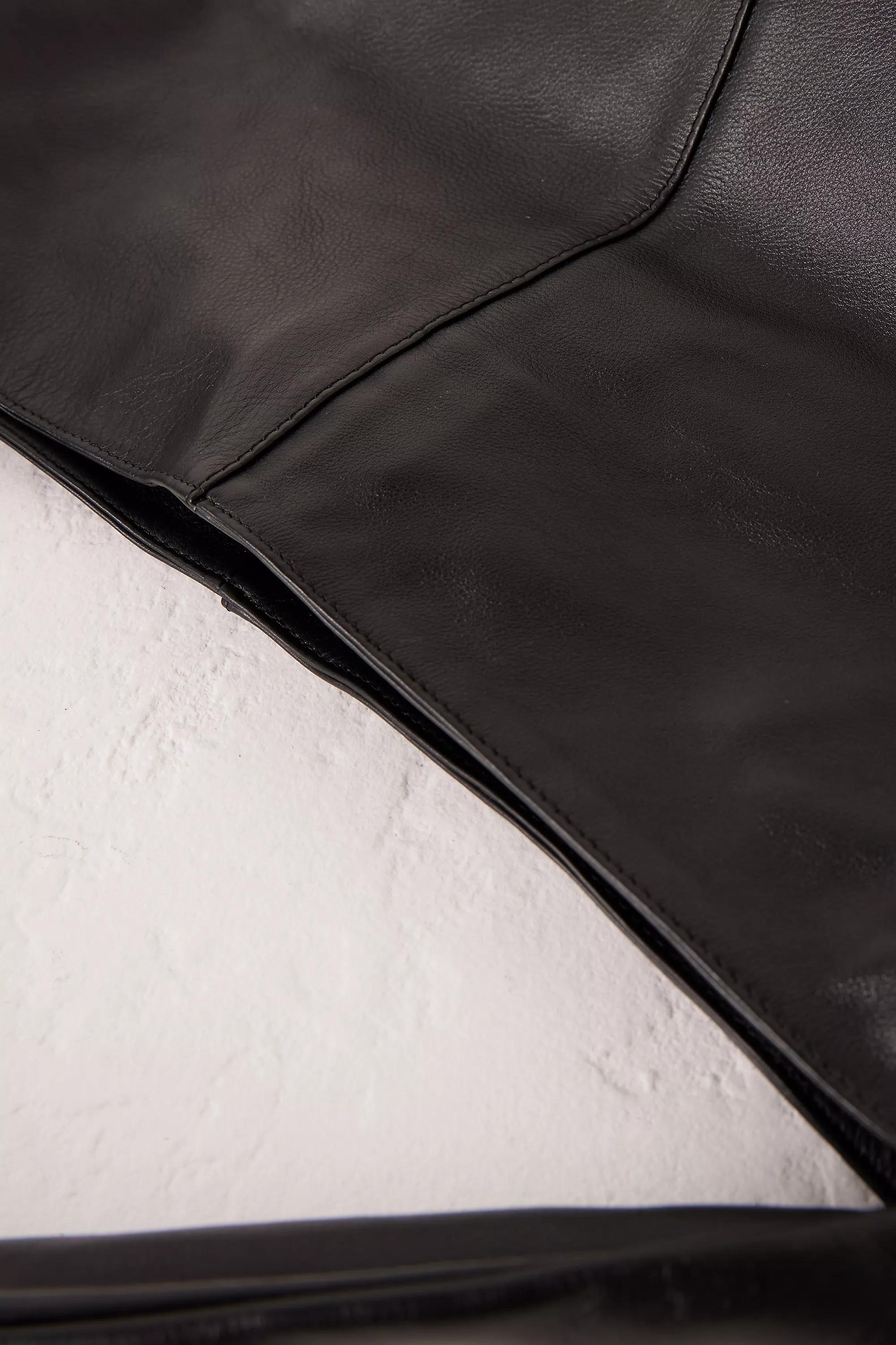 Knotted Leather Slouchy Tote Bag, Black, A501_0001, large image number 4