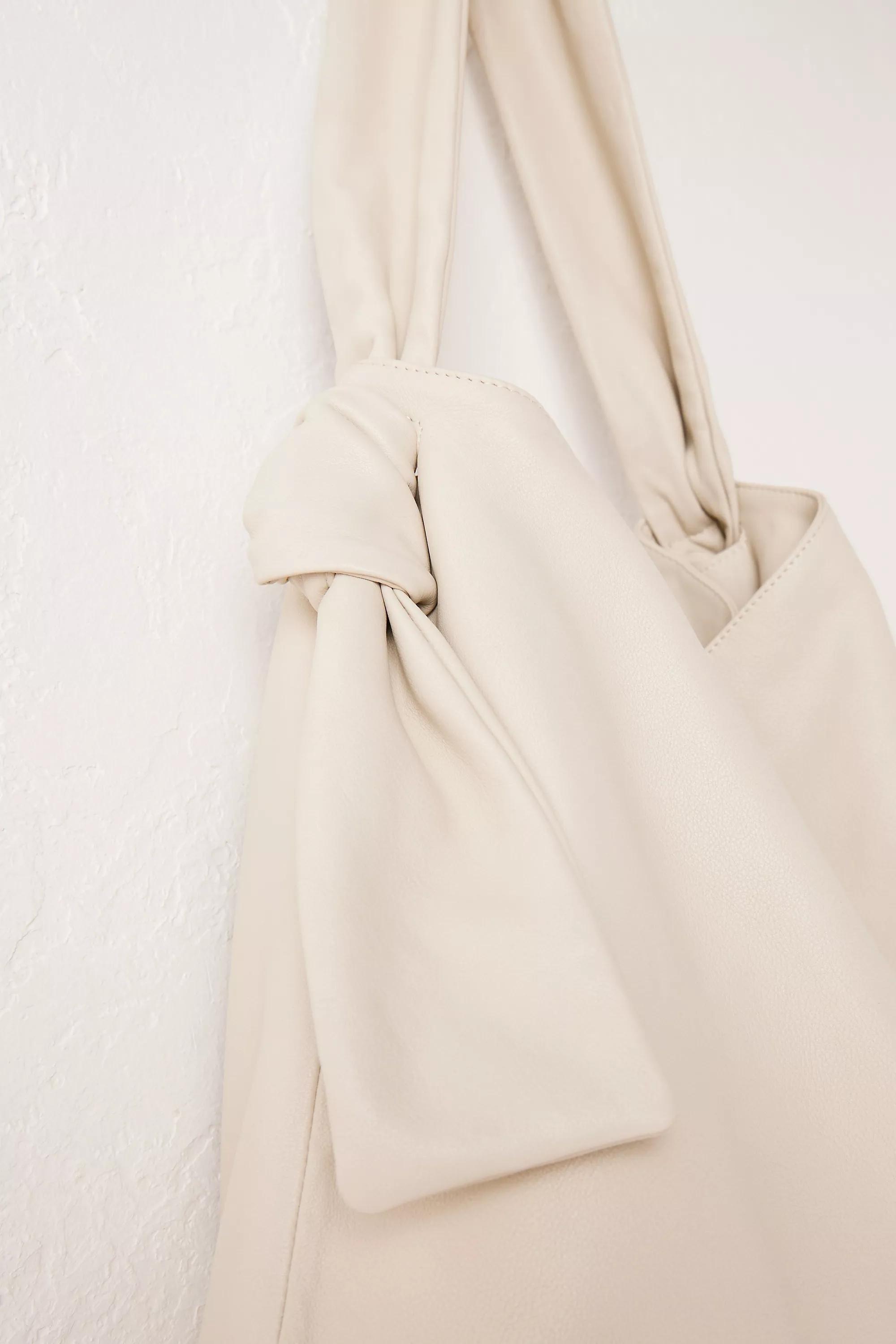 Knotted Leather Slouchy Tote Bag, BEIGE, A501_0024, large image number 2