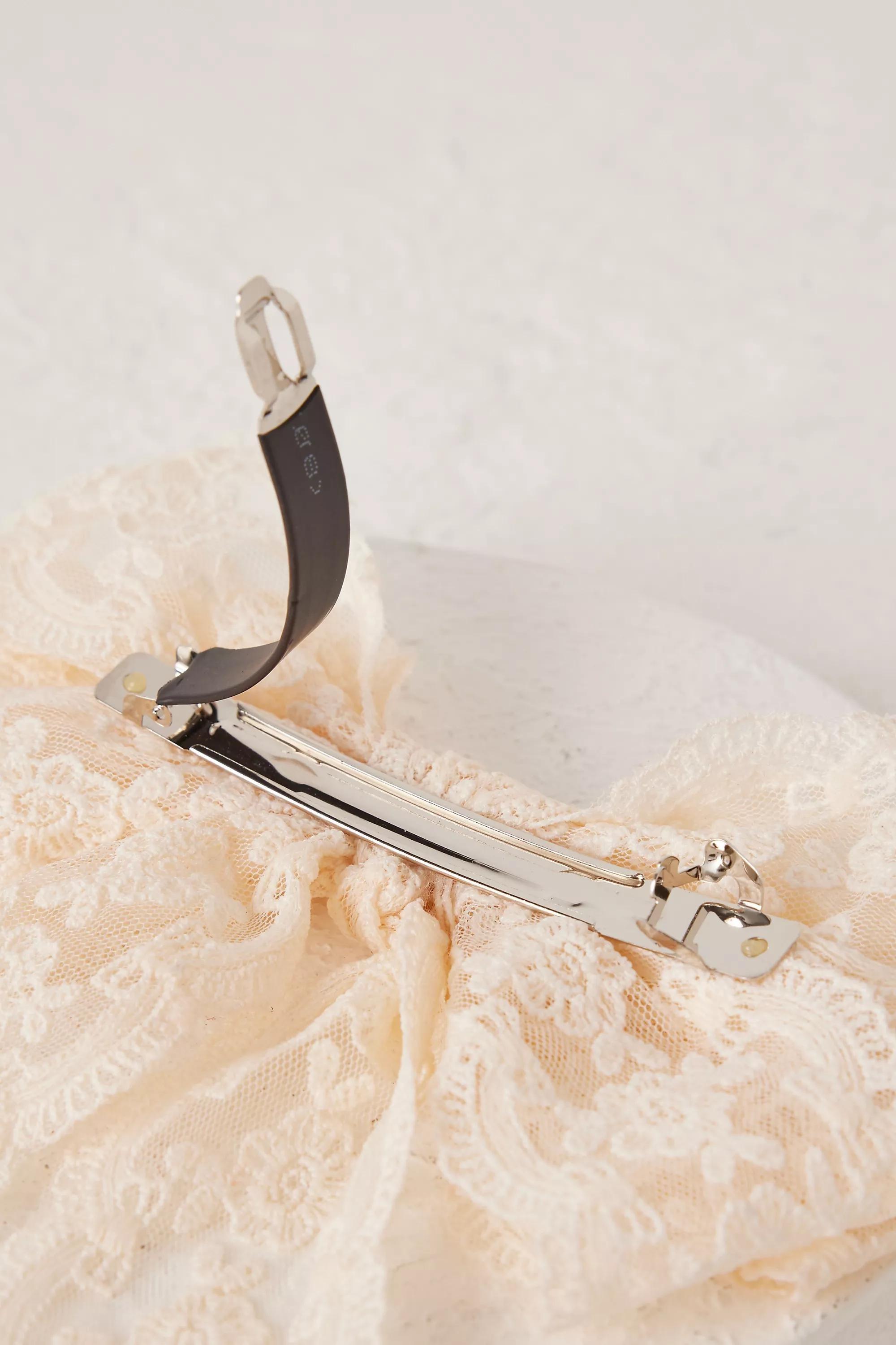 Lace Bow Barrette, White, A501_0010, large image number 2