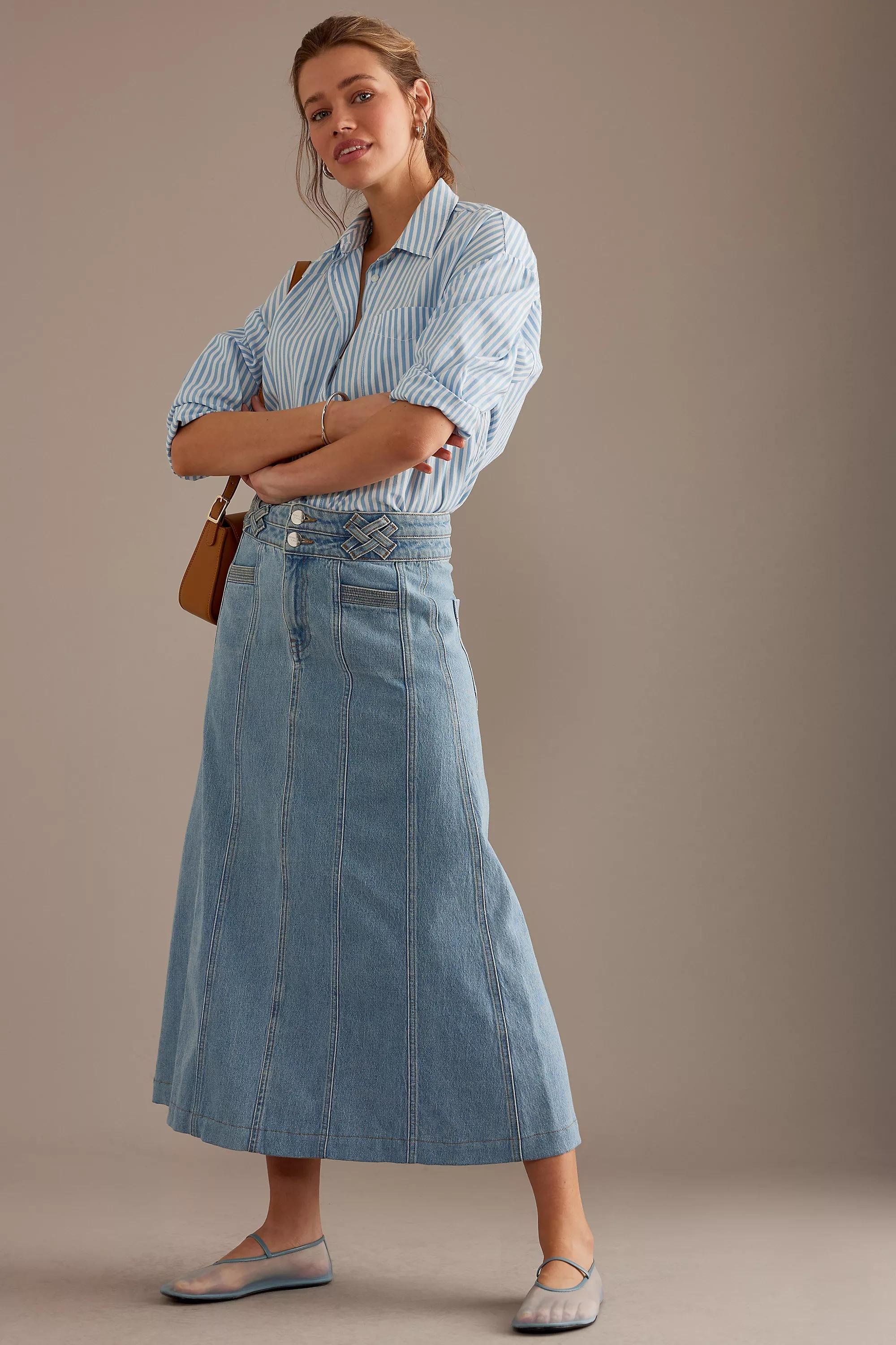 Seventy + Mochi Willow Denim Maxi Skirt, Blue, , large image number 0