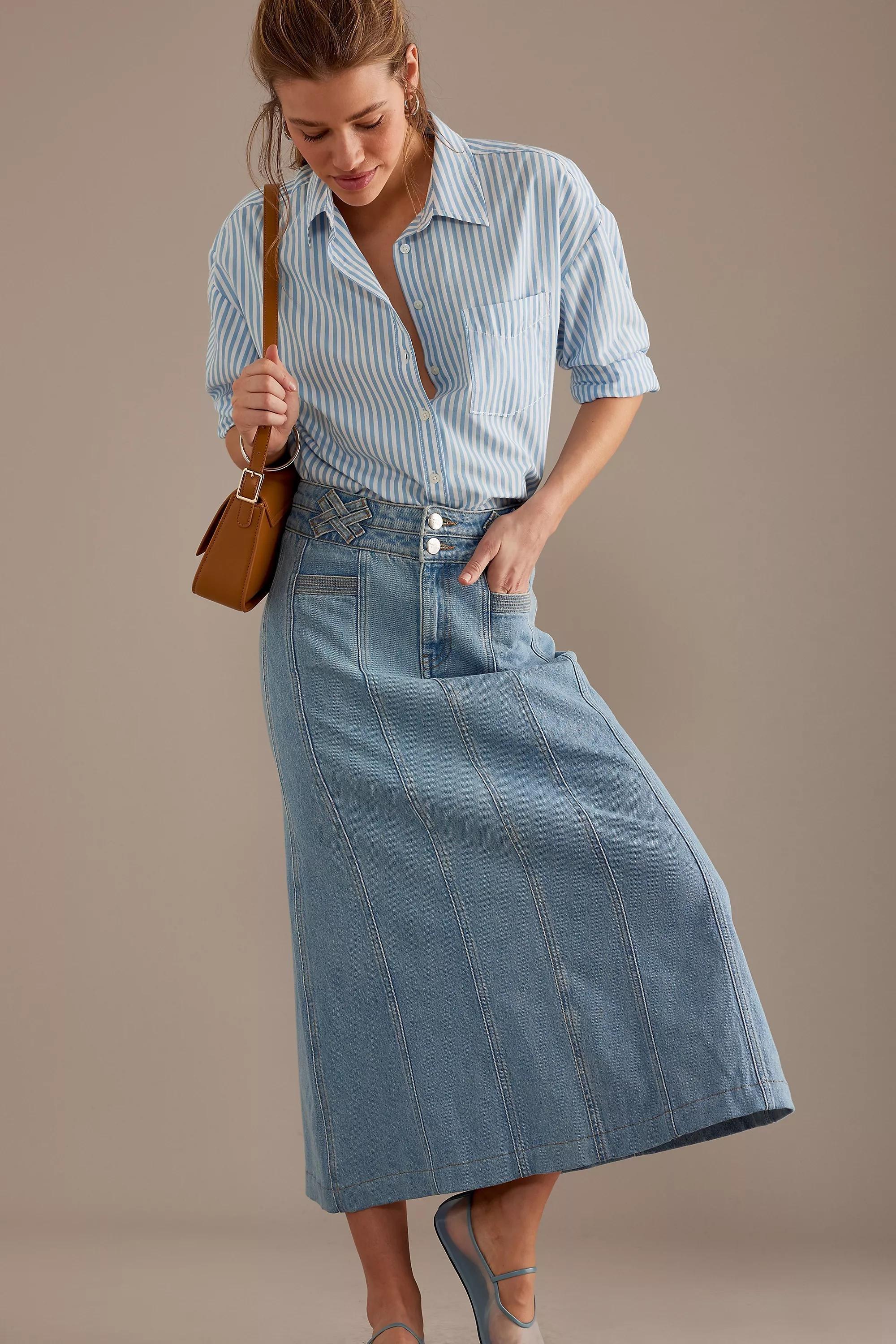 Seventy + Mochi Willow Denim Maxi Skirt, Blue, , large image number 1
