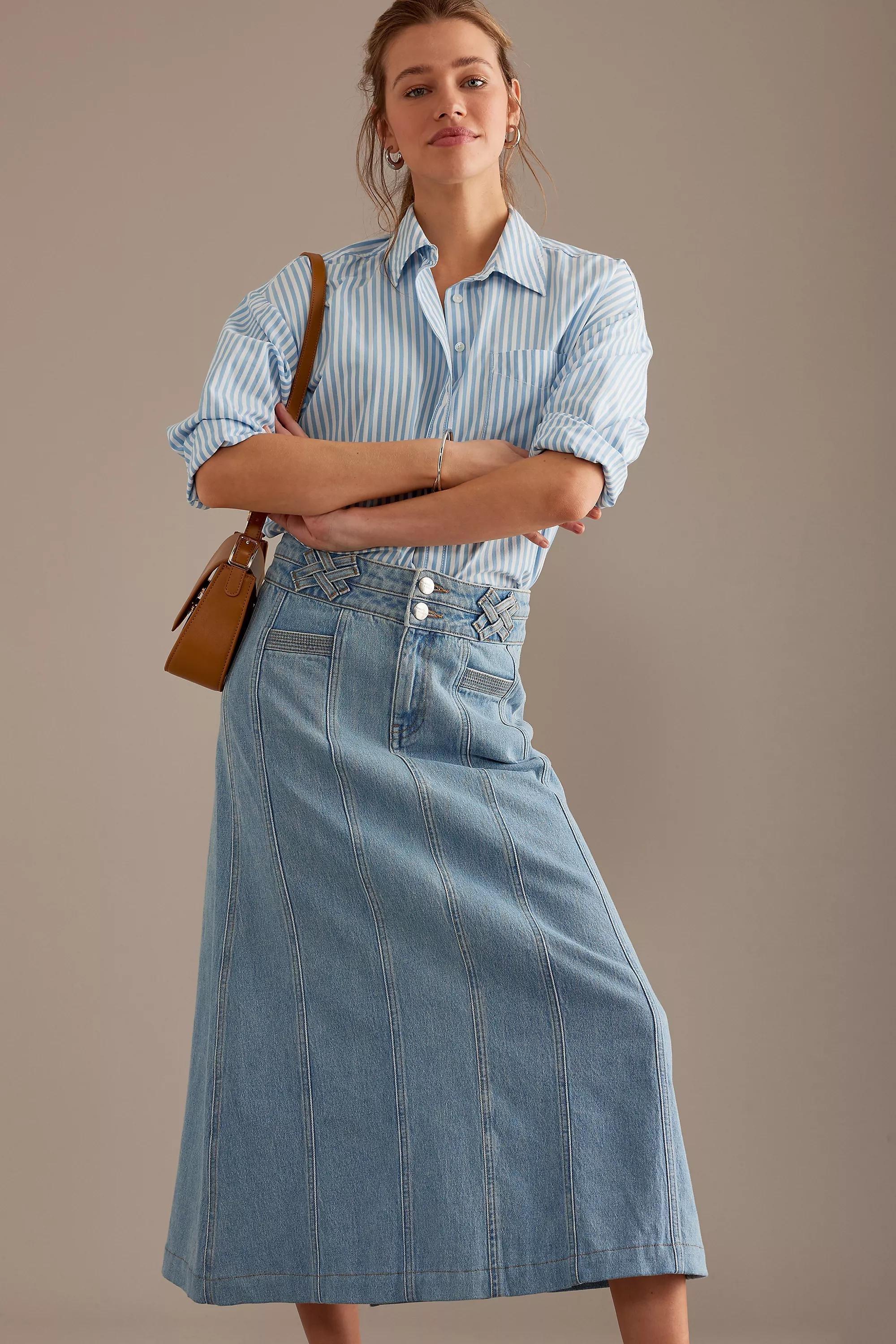 Seventy + Mochi Willow Denim Maxi Skirt, Blue, , large image number 2