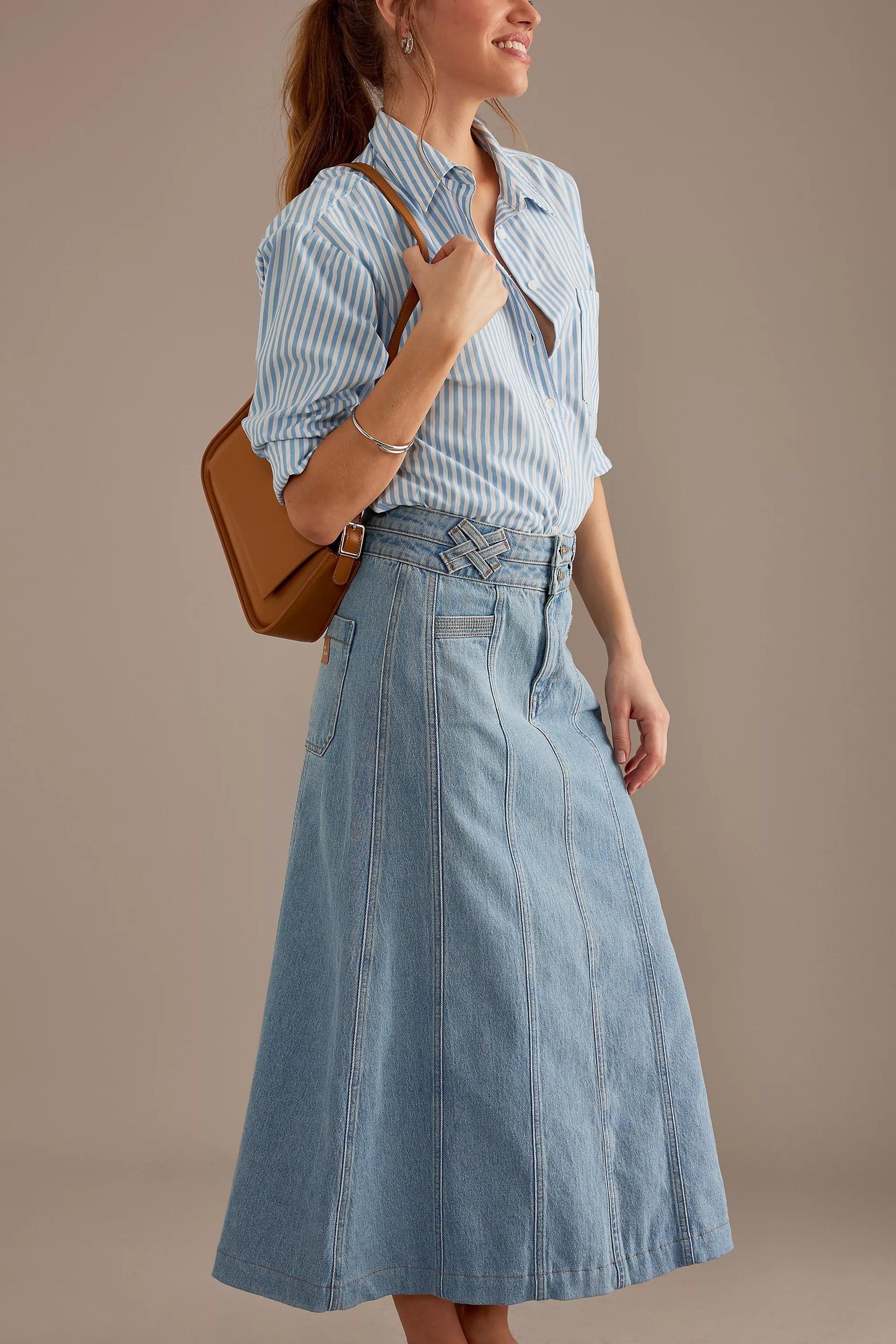 Seventy + Mochi Willow Denim Maxi Skirt, Blue, , large image number 3