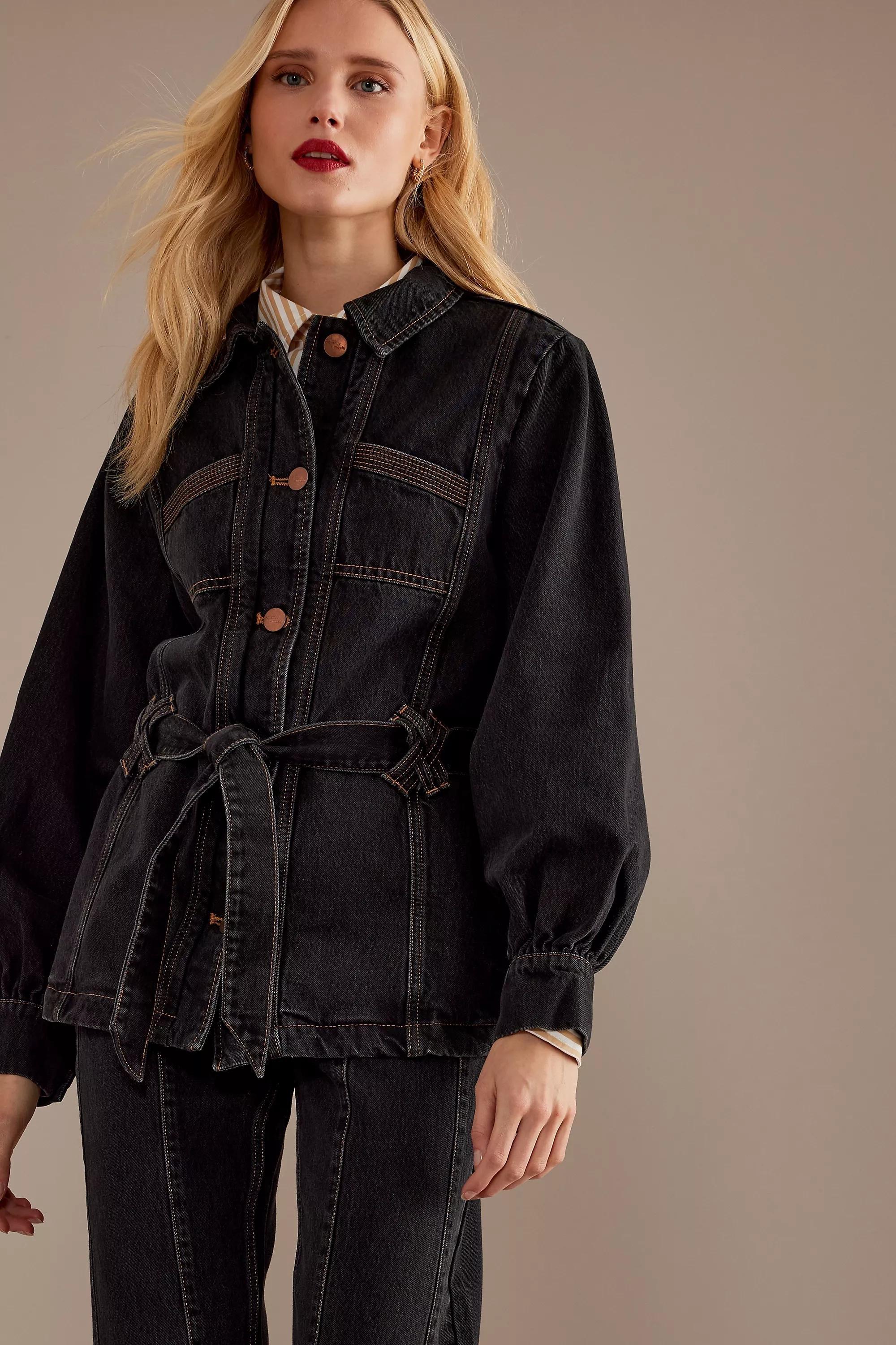 Seventy + Mochi Willow Long-Sleeve Denim Utility Jacket, Black, , large image number 2