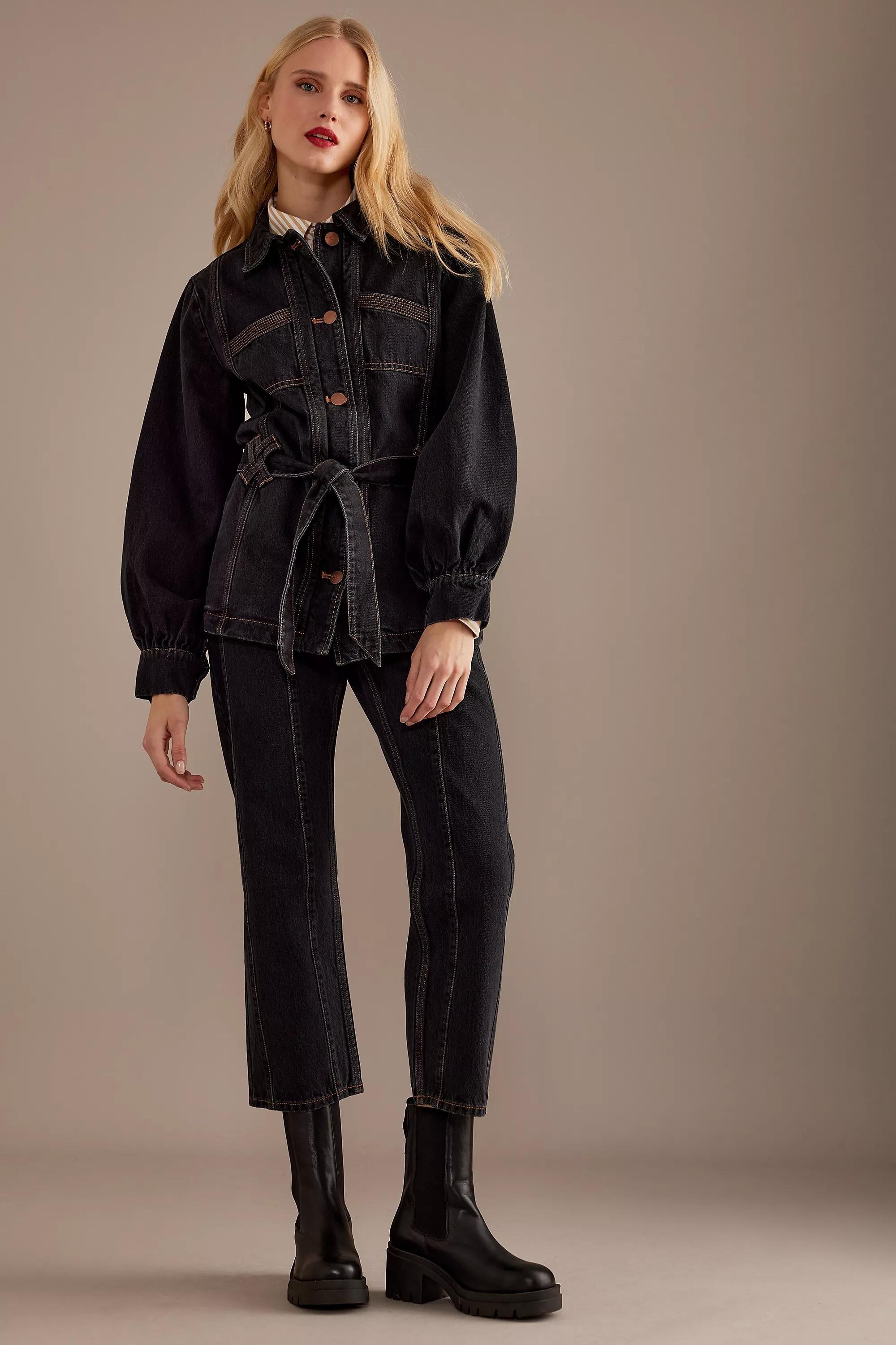 Seventy + Mochi Willow Long-Sleeve Denim Utility Jacket, Black, , large image number 3