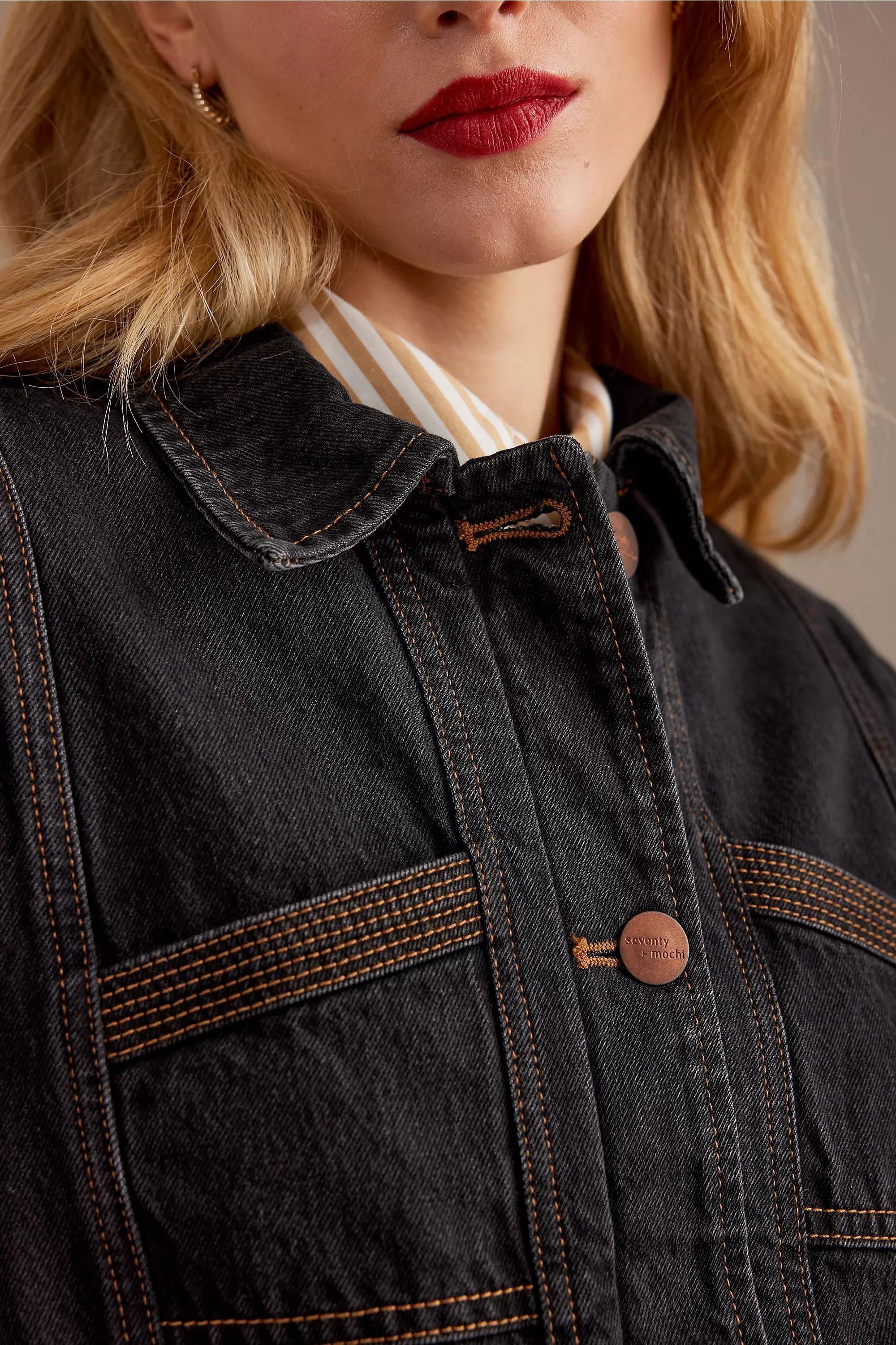 Seventy + Mochi Willow Long-Sleeve Denim Utility Jacket, Black, , large image number 4