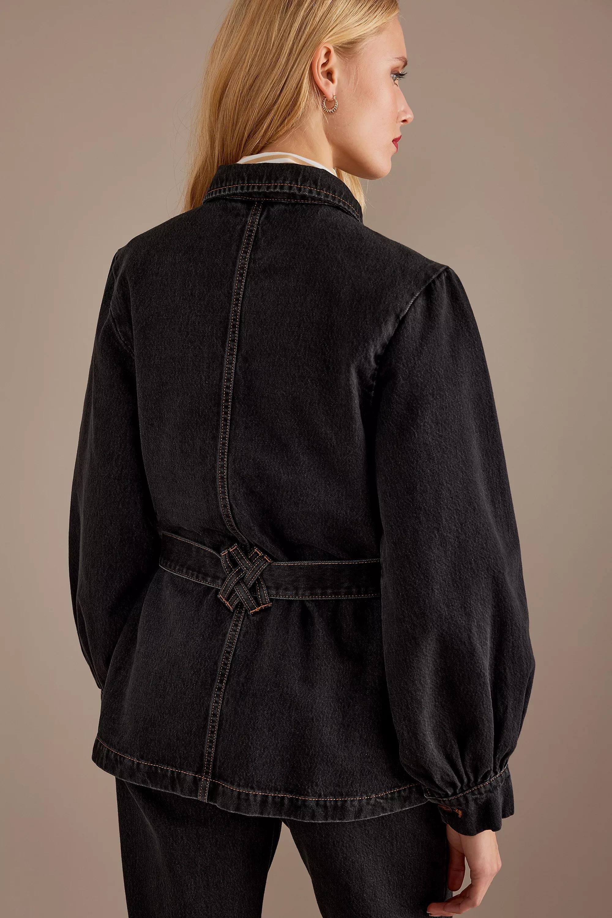 Seventy + Mochi Willow Long-Sleeve Denim Utility Jacket, Black, , large image number 5