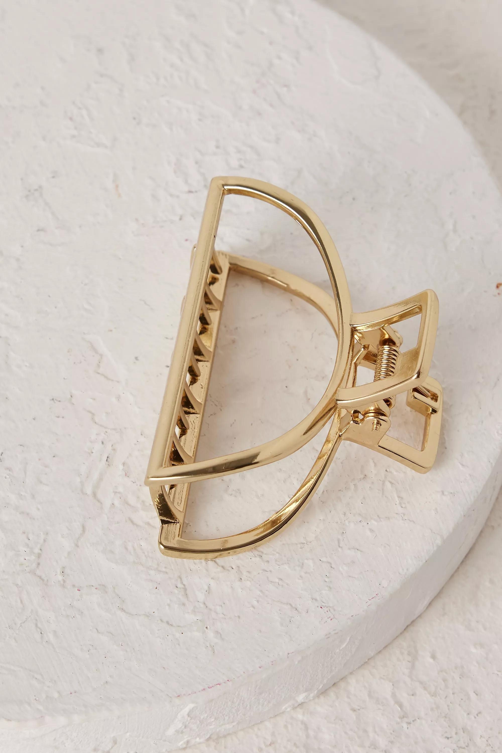 Half Moon Metal Hair Clip, GOLD, A501_0070, large image number 1