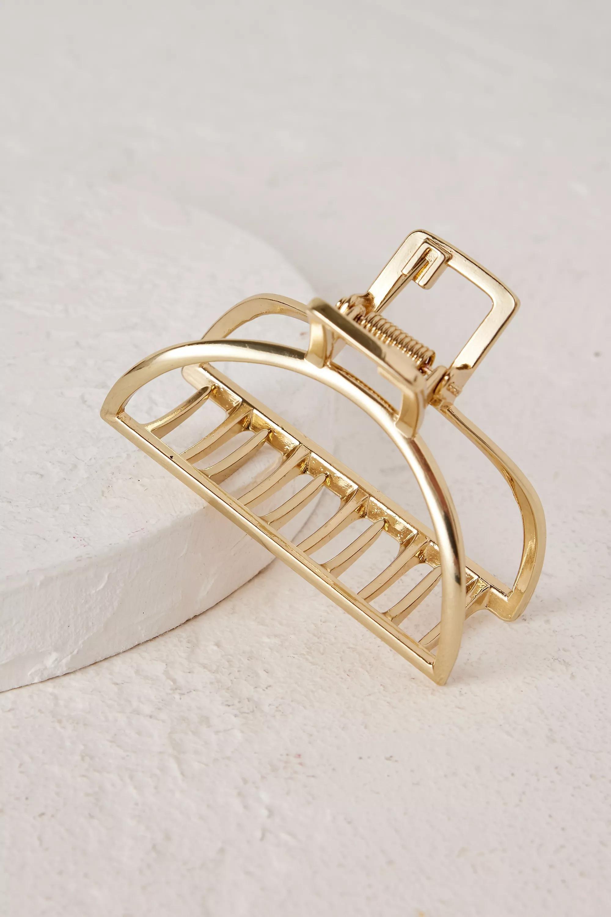 Half Moon Metal Hair Clip, GOLD, A501_0070, large image number 2