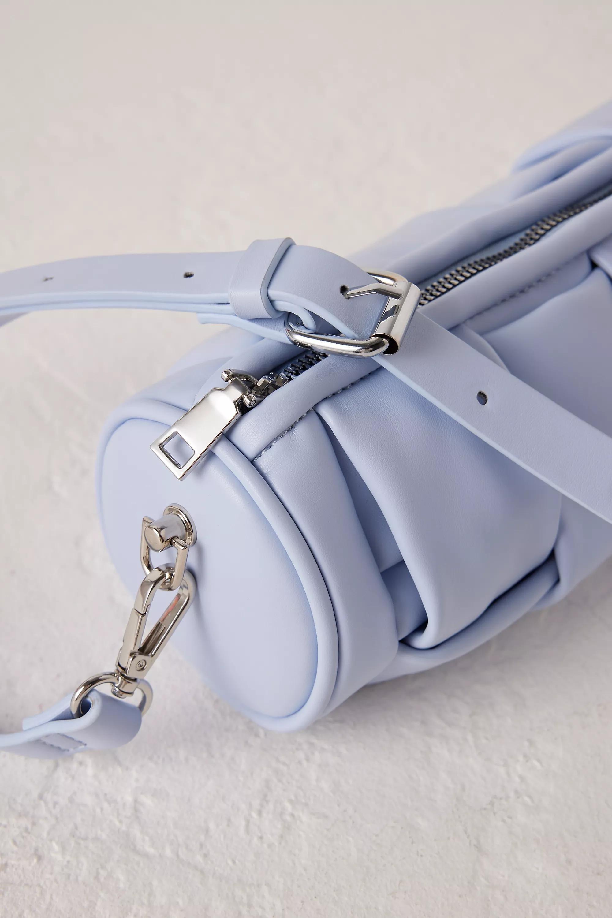 Woven Faux-Leather Barrel Bag, Blue, A501_0040, large image number 1