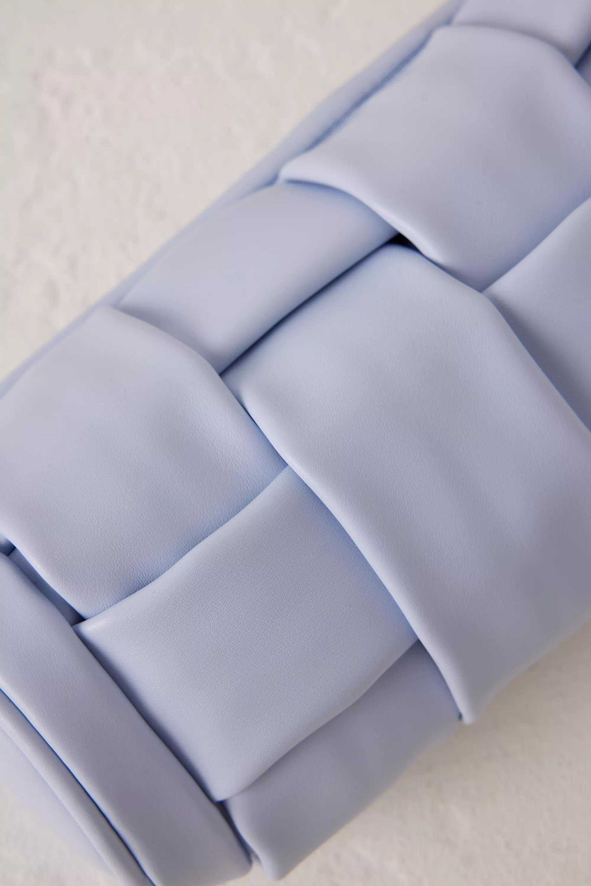 Woven Faux-Leather Barrel Bag, Blue, A501_0040, large image number 3