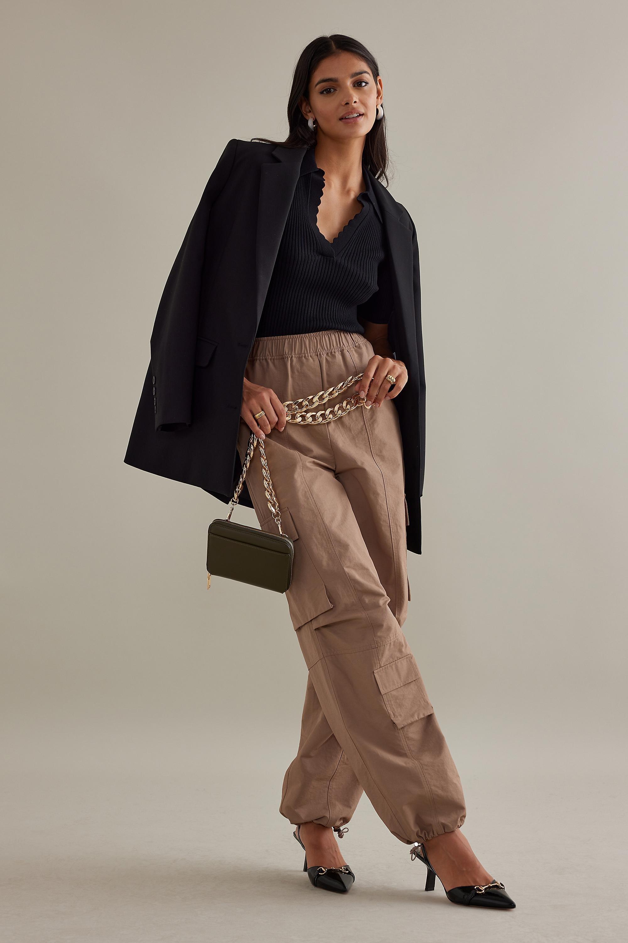 Sheena Scalloped Knit Polo Shirt, Black, A501_0001, large image number 0