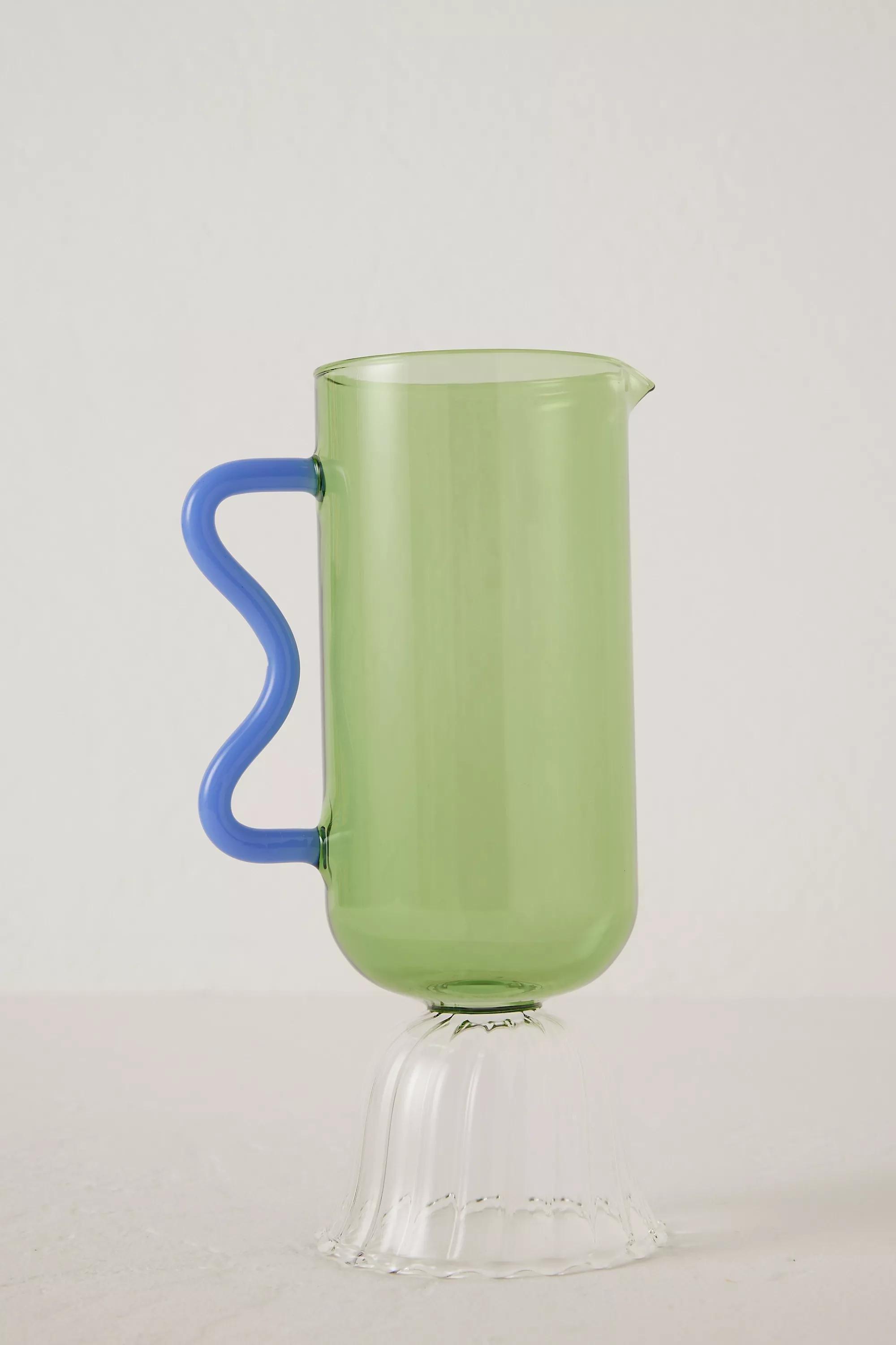 BLUE Glass Wiggle Serving Carafe, , large image number 0