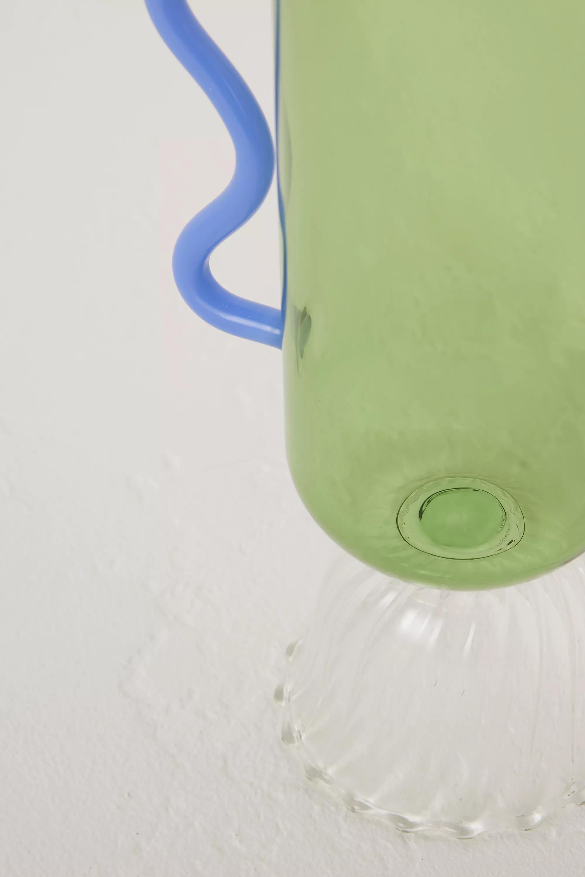 BLUE Glass Wiggle Serving Carafe, , large image number 1