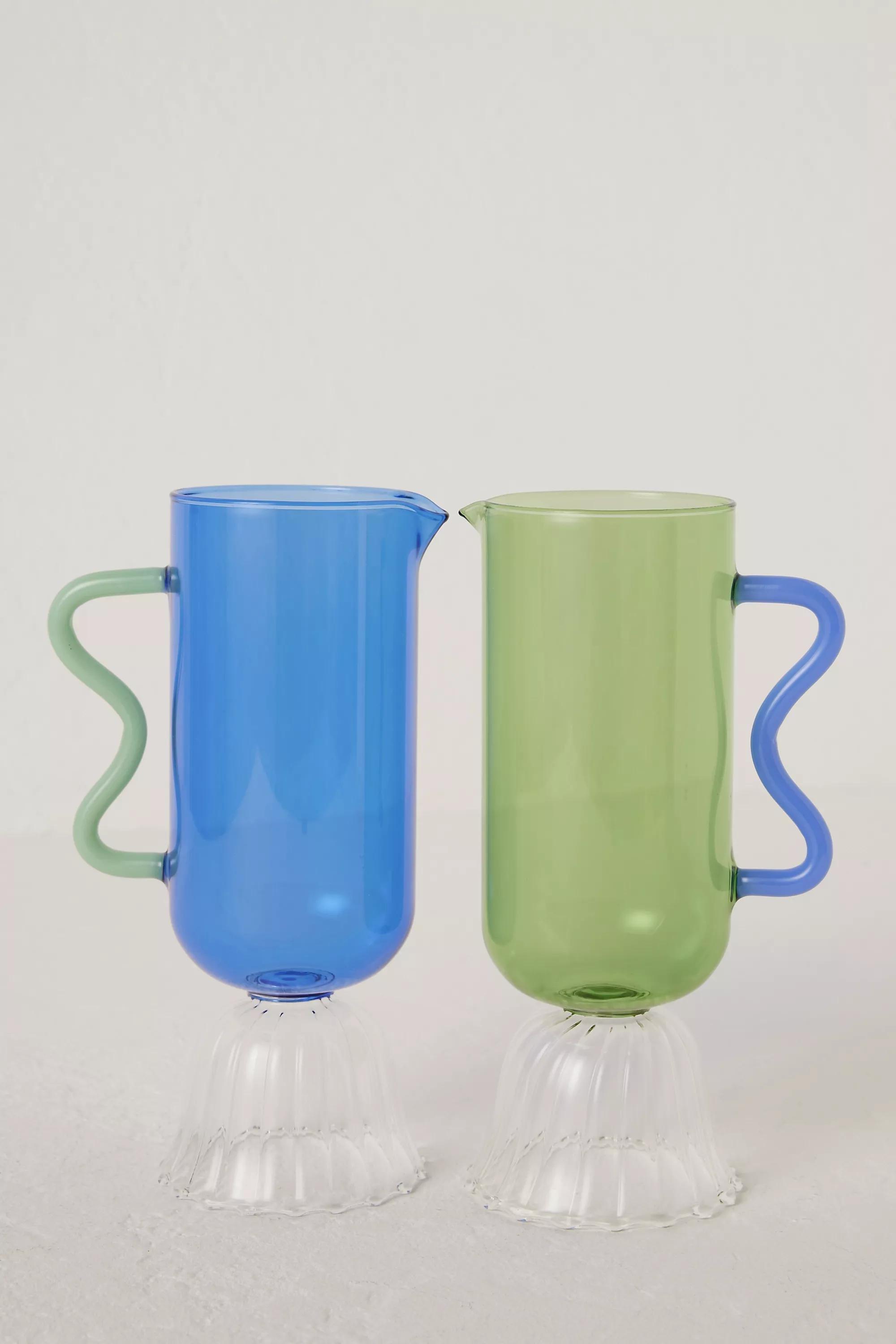 BLUE Glass Wiggle Serving Carafe, , large image number 3