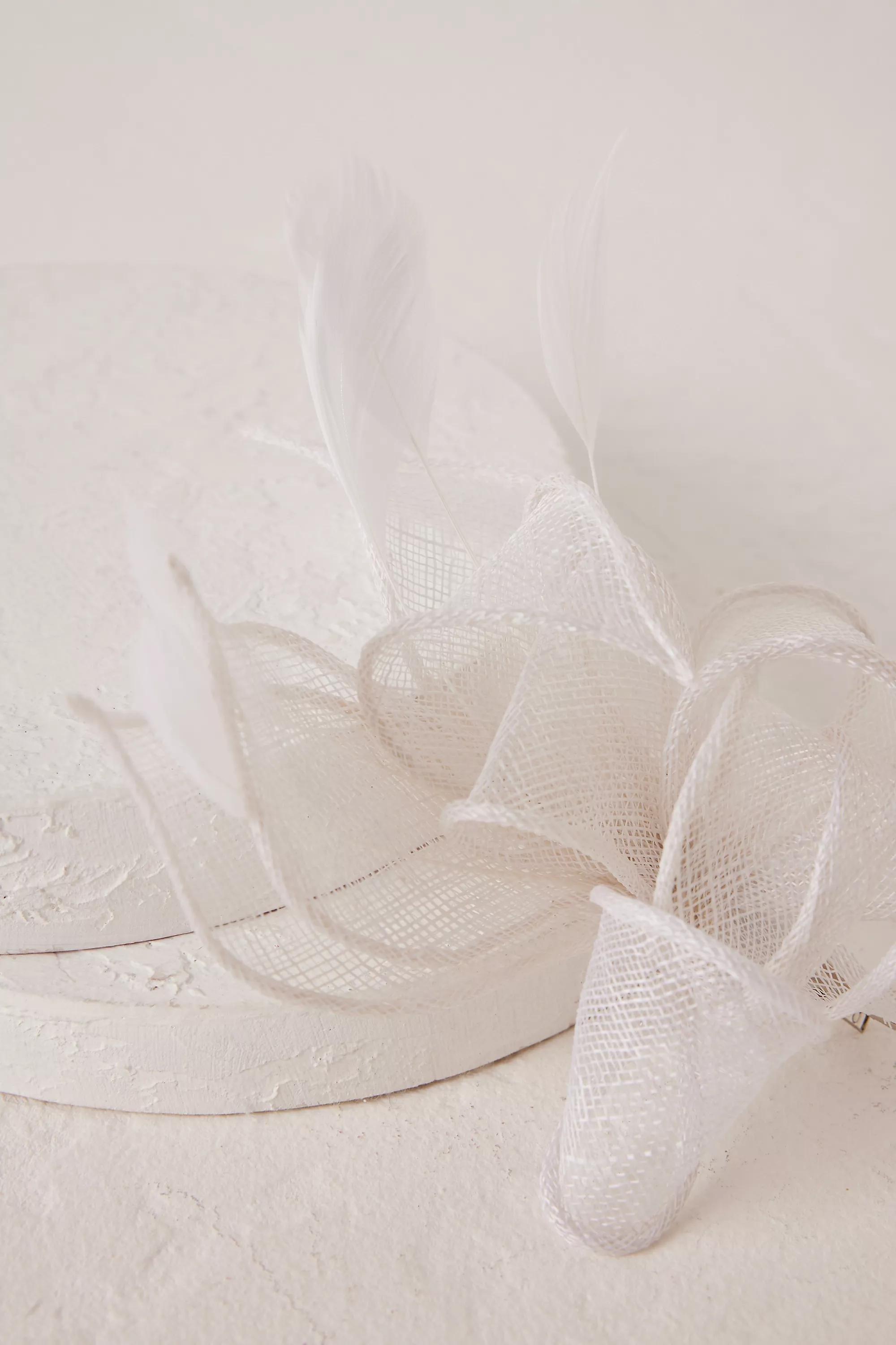 Feather Fascinator Hair Clip, White, A501_0010, large image number 3