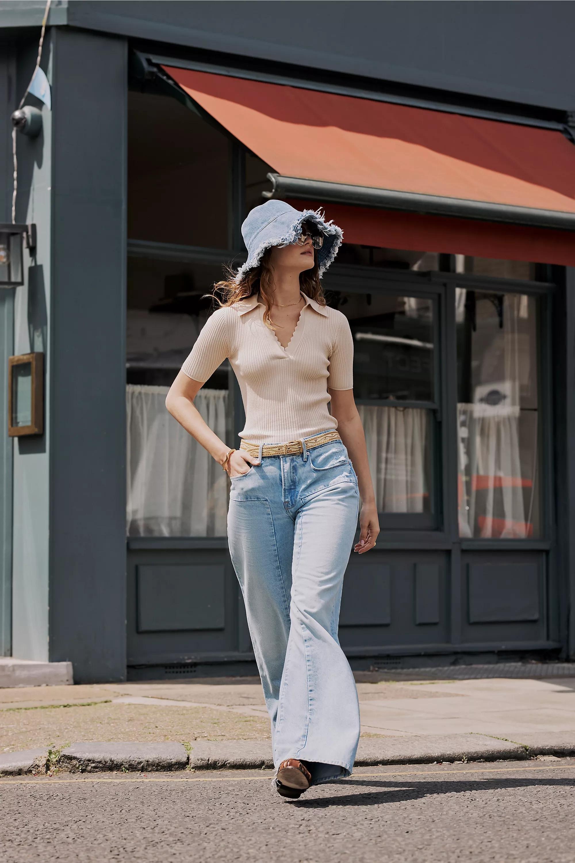 Frayed Denim Bucket Hat, Blue, A501_0040, large image number 0