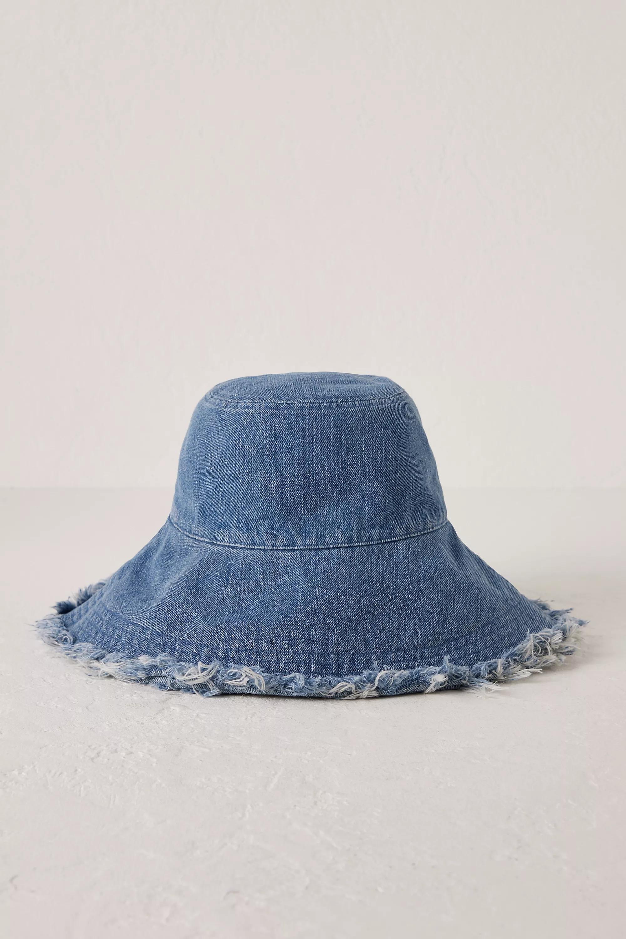 Frayed Denim Bucket Hat, Blue, A501_0040, large image number 1