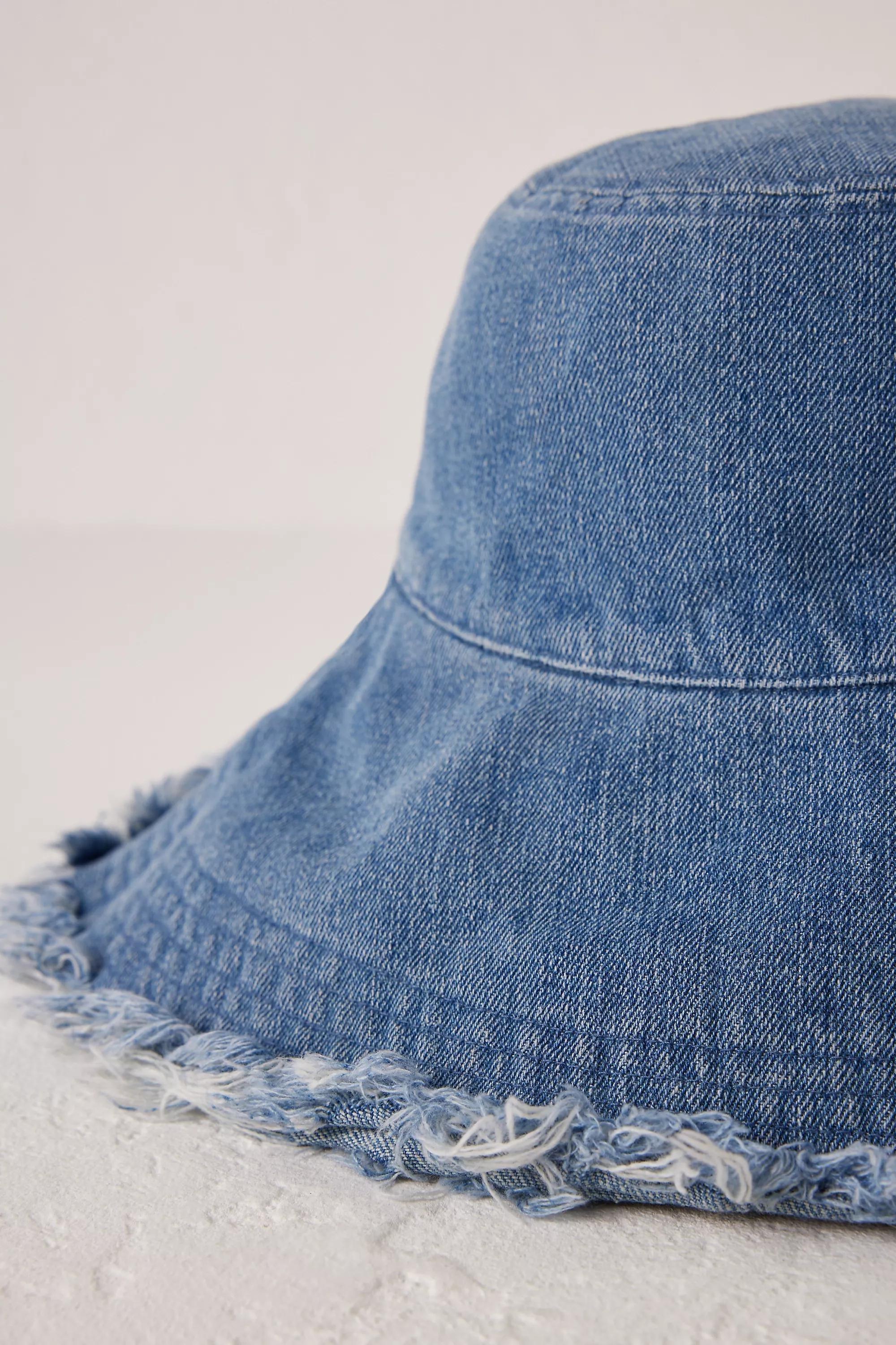 Frayed Denim Bucket Hat, Blue, A501_0040, large image number 2