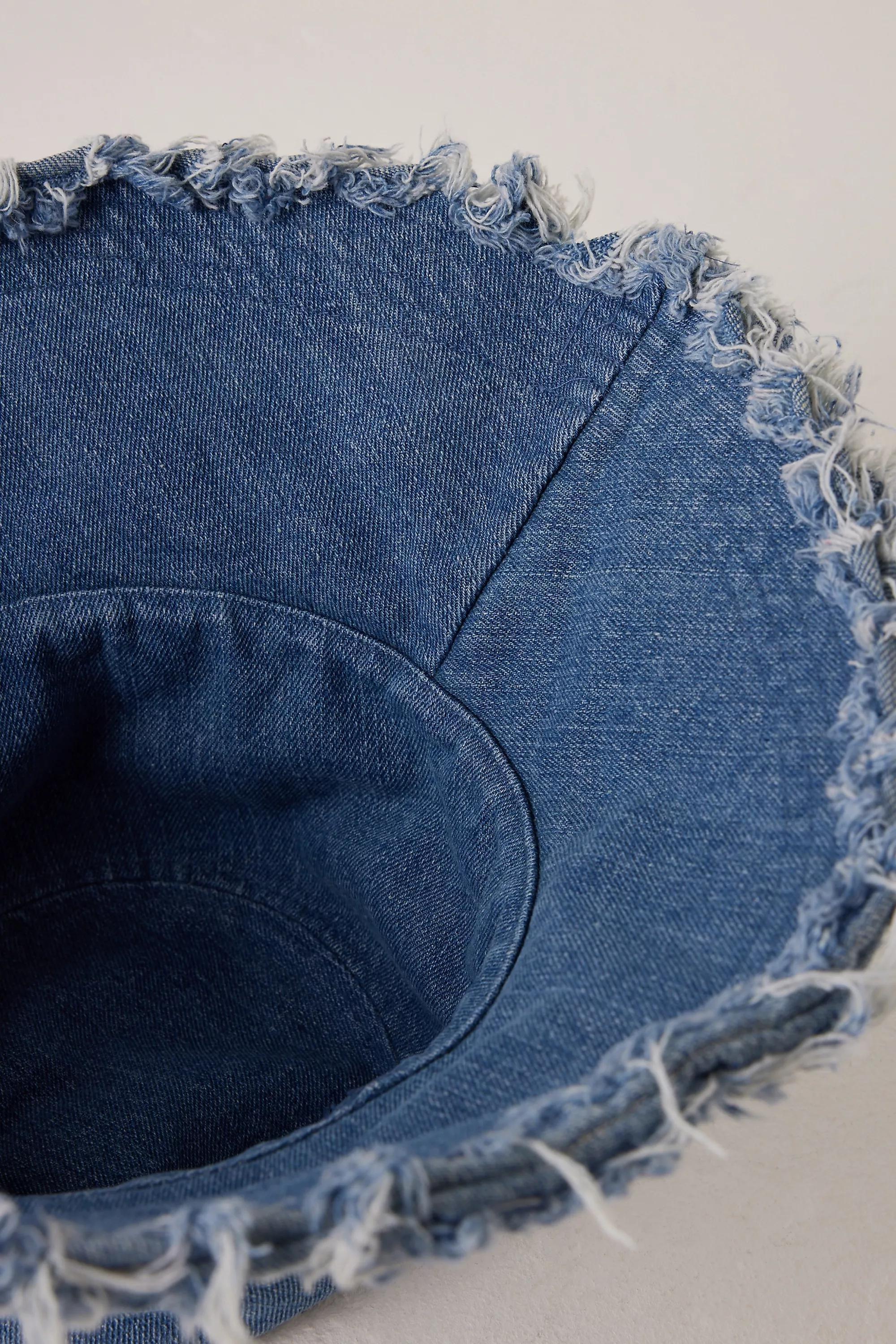 Frayed Denim Bucket Hat, Blue, A501_0040, large image number 3