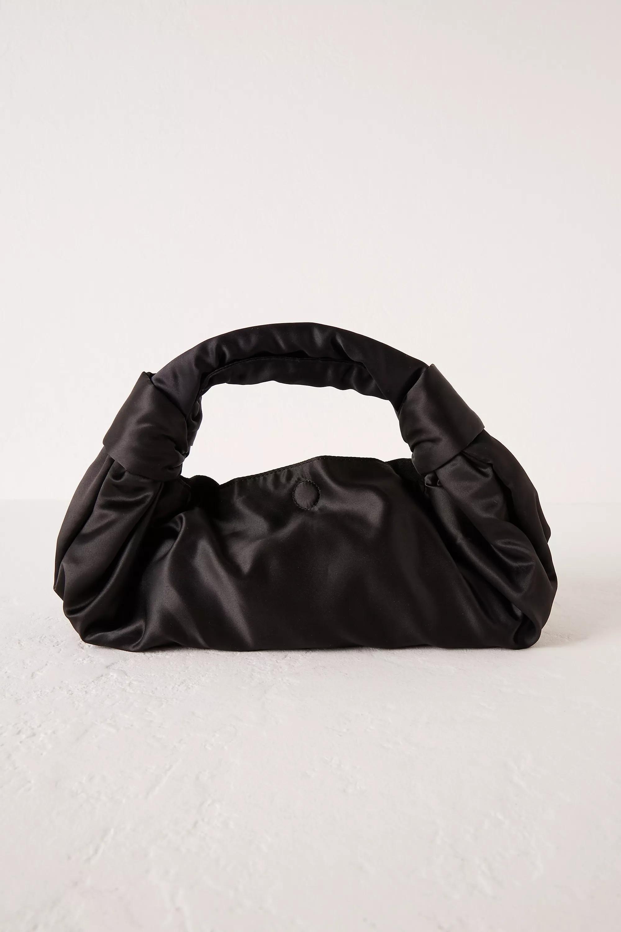 Mini Satin Knot Handle Slouch Bag, Black, A501_0001, large image number 0