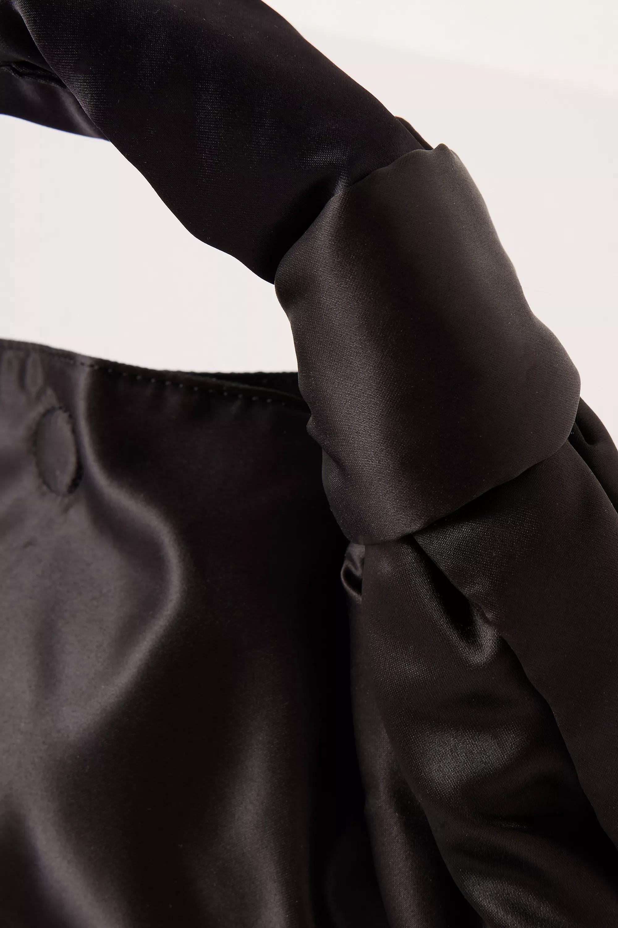 Mini Satin Knot Handle Slouch Bag, Black, A501_0001, large image number 3