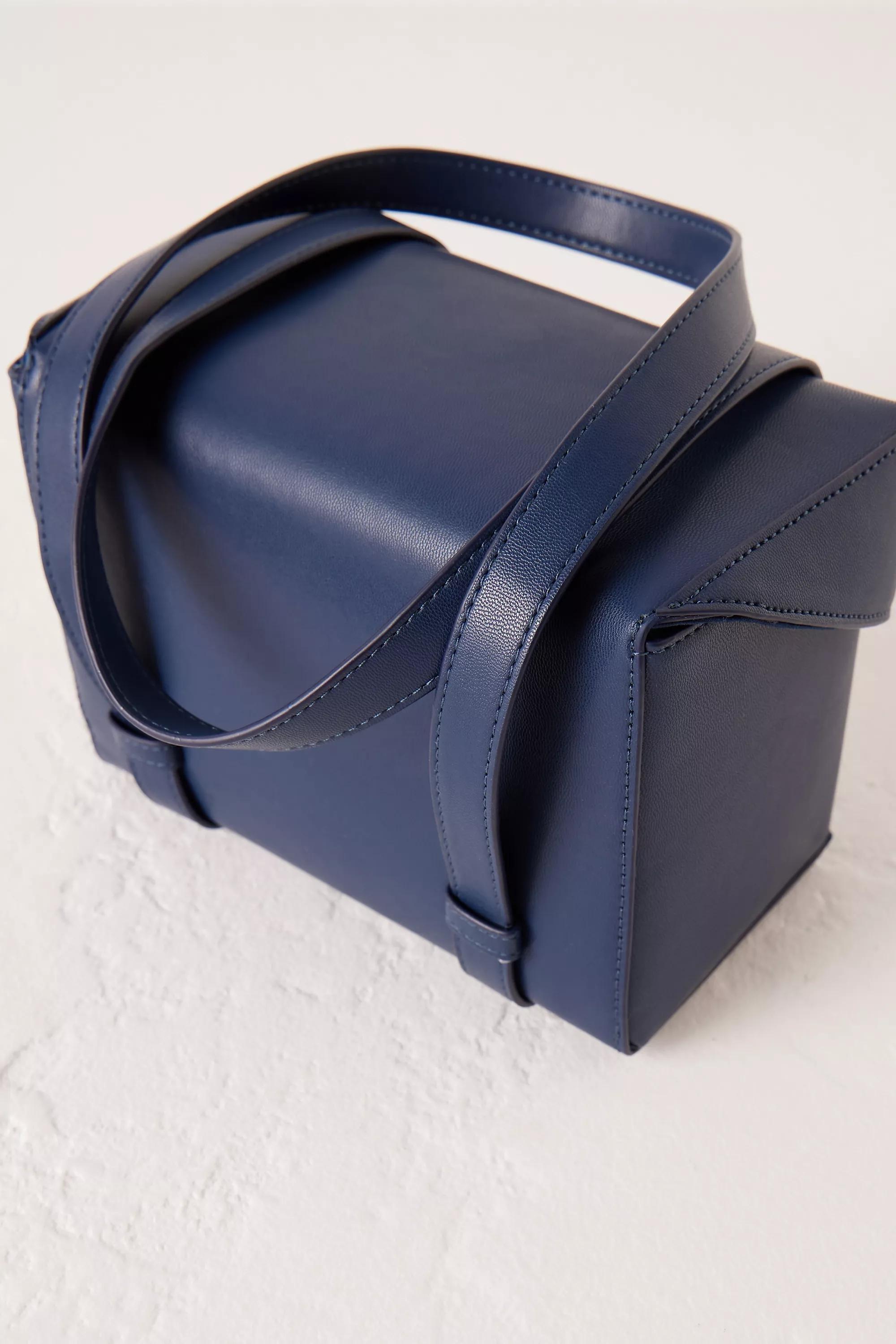Faux-Leather Buckle Strap Box Bag, Blue, A501_0040, large image number 2