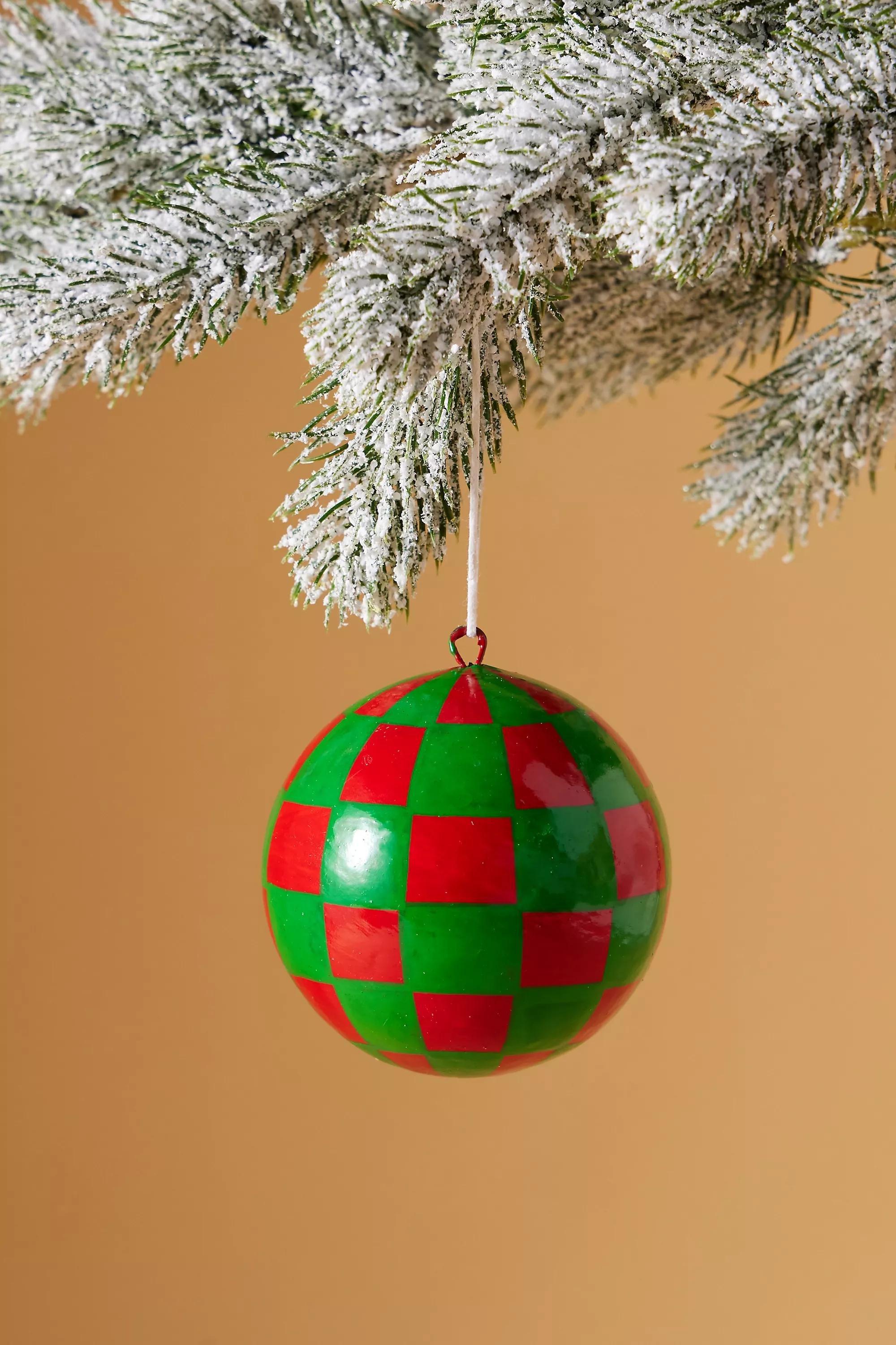 The Conscious Checkerboard Christmas Tree Decoration, Green, A501_0095, large image number 0