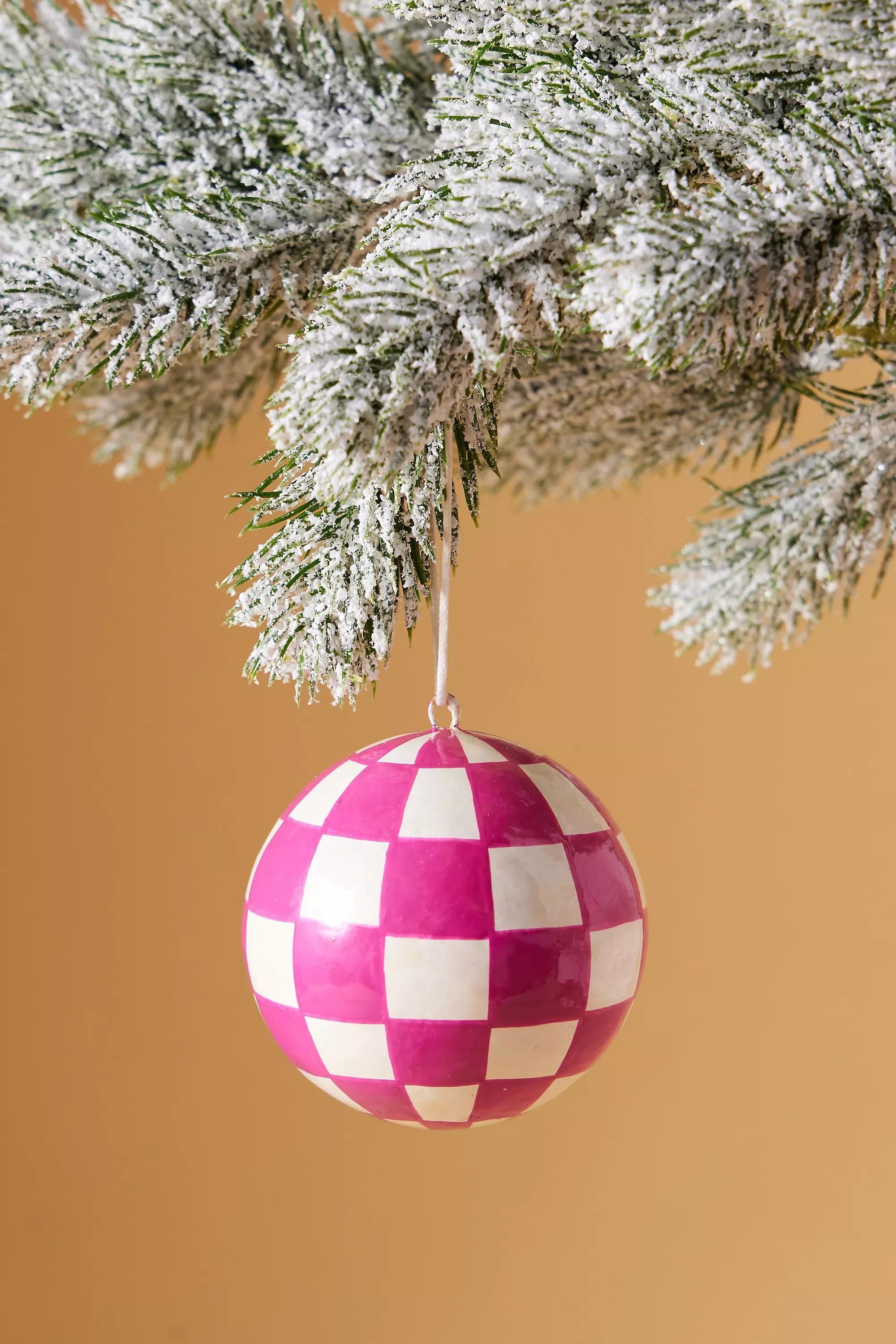 Orchid The Conscious Checkerboard Bauble Christmas Tree Decoration, Multicolour, A501_0255, large image number 0