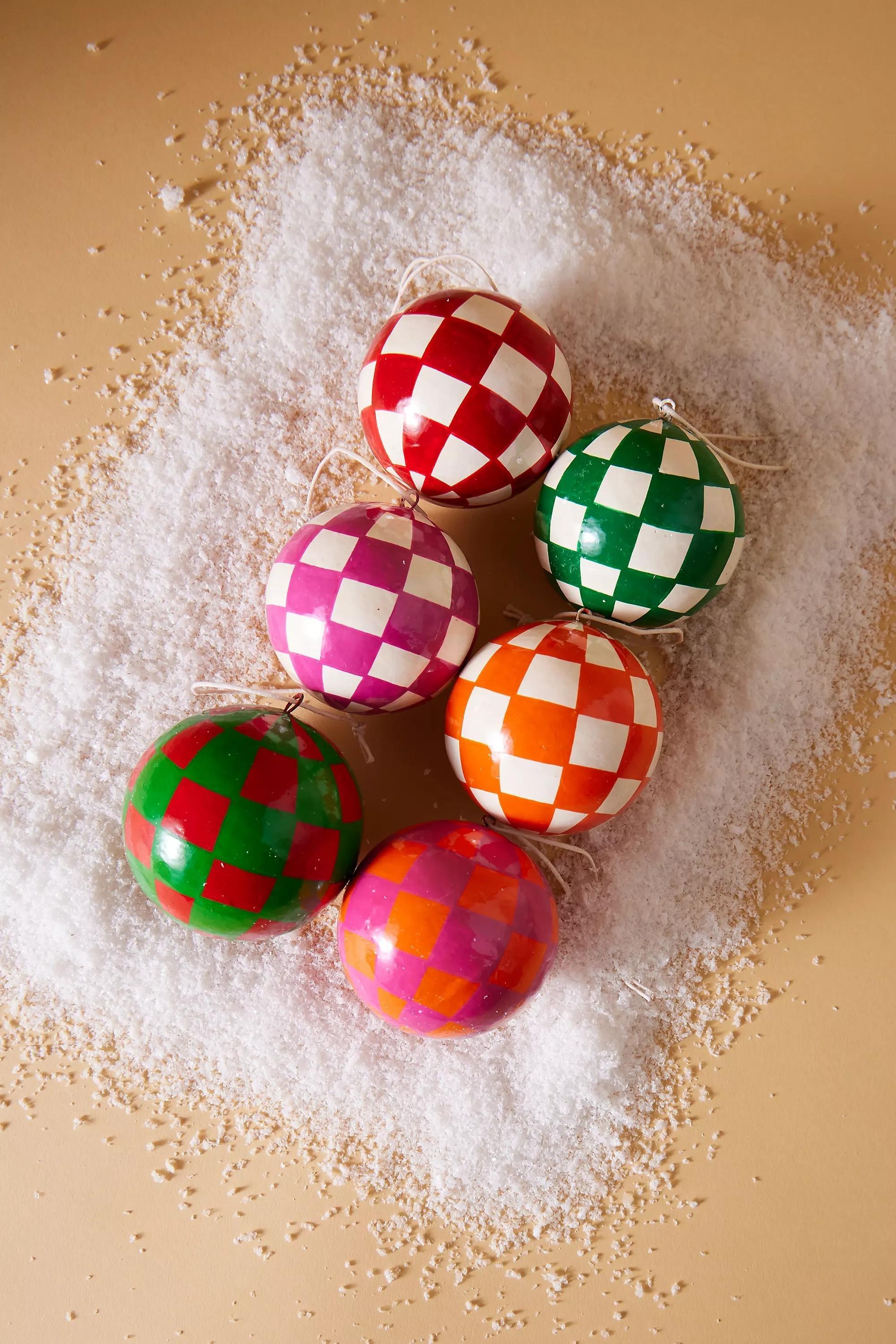 Orchid The Conscious Checkerboard Bauble Christmas Tree Decoration, Multicolour, A501_0255, large image number 1