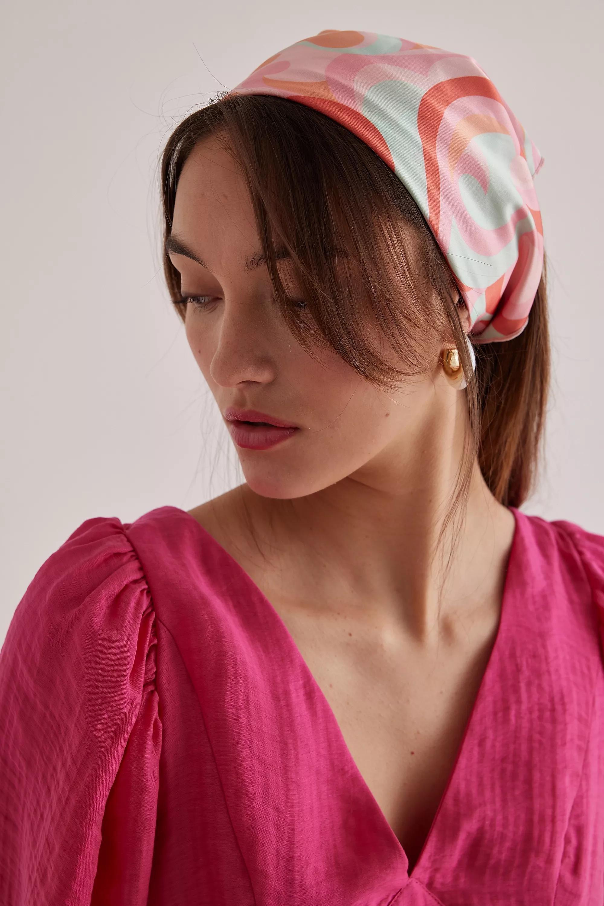 Abstract Swirl Head Scarf, Pink, A501_0066, large image number 0