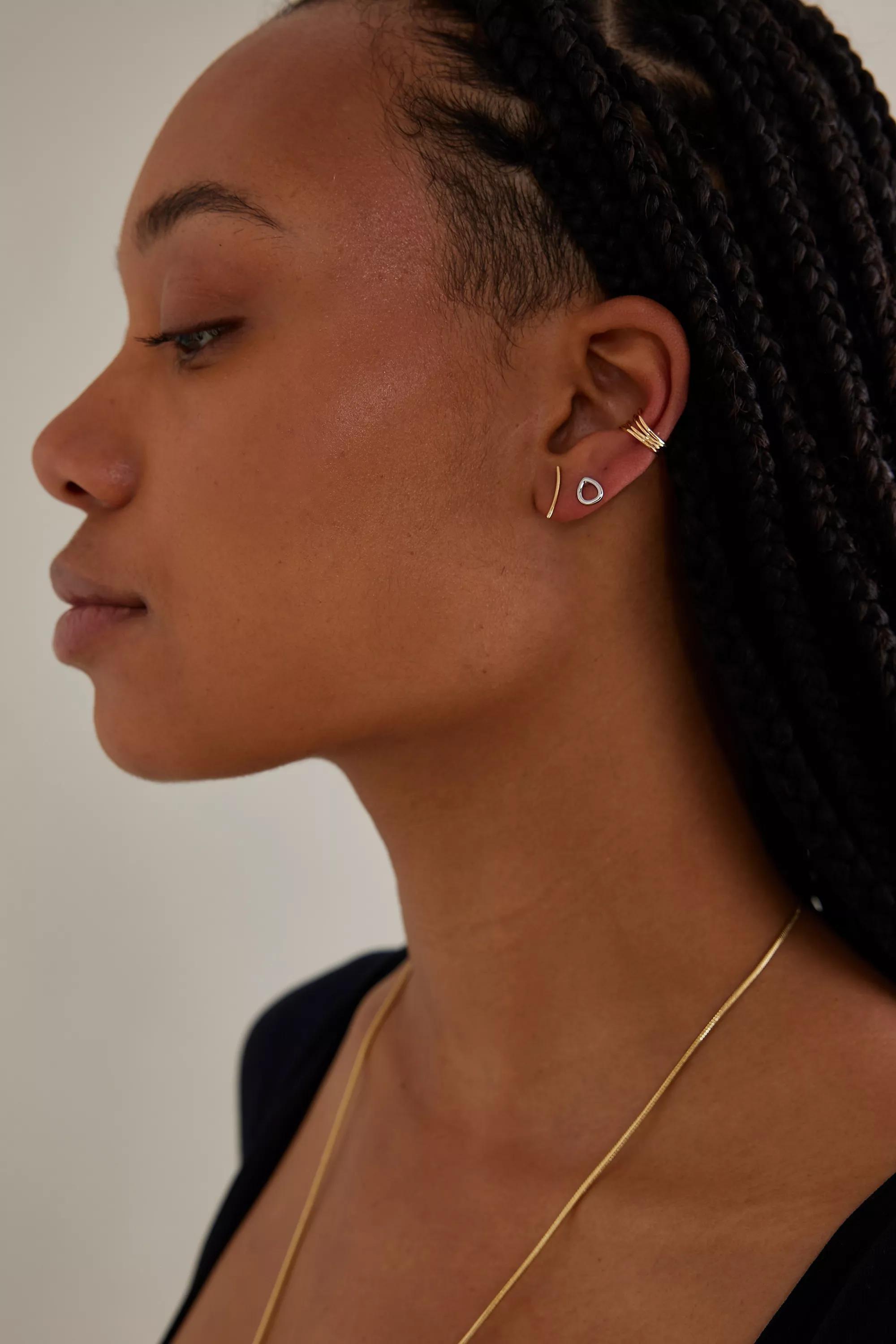 Metal Stud Cuff Earrings, Set Of 5, Mixed, A501_0000, large image number 0